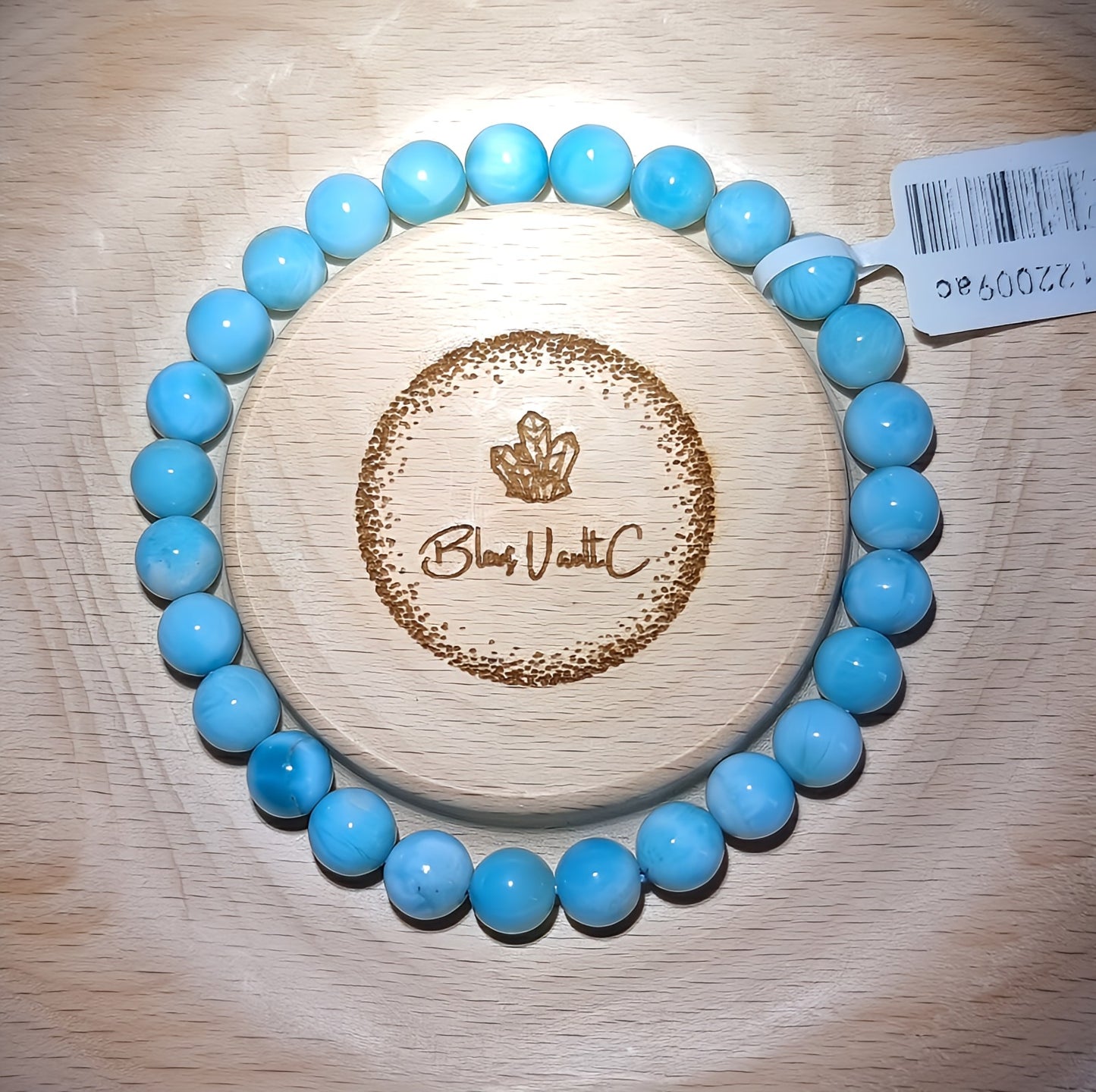 Larimar 7.5mm with Certification (High grade) 拉利瑪/海紋石