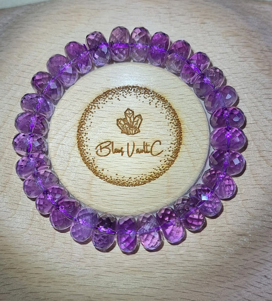 Amethyst Faceted Rondelle with Certification 12mm (Premium Grade) 紫晶 - Bleus Vault.C 