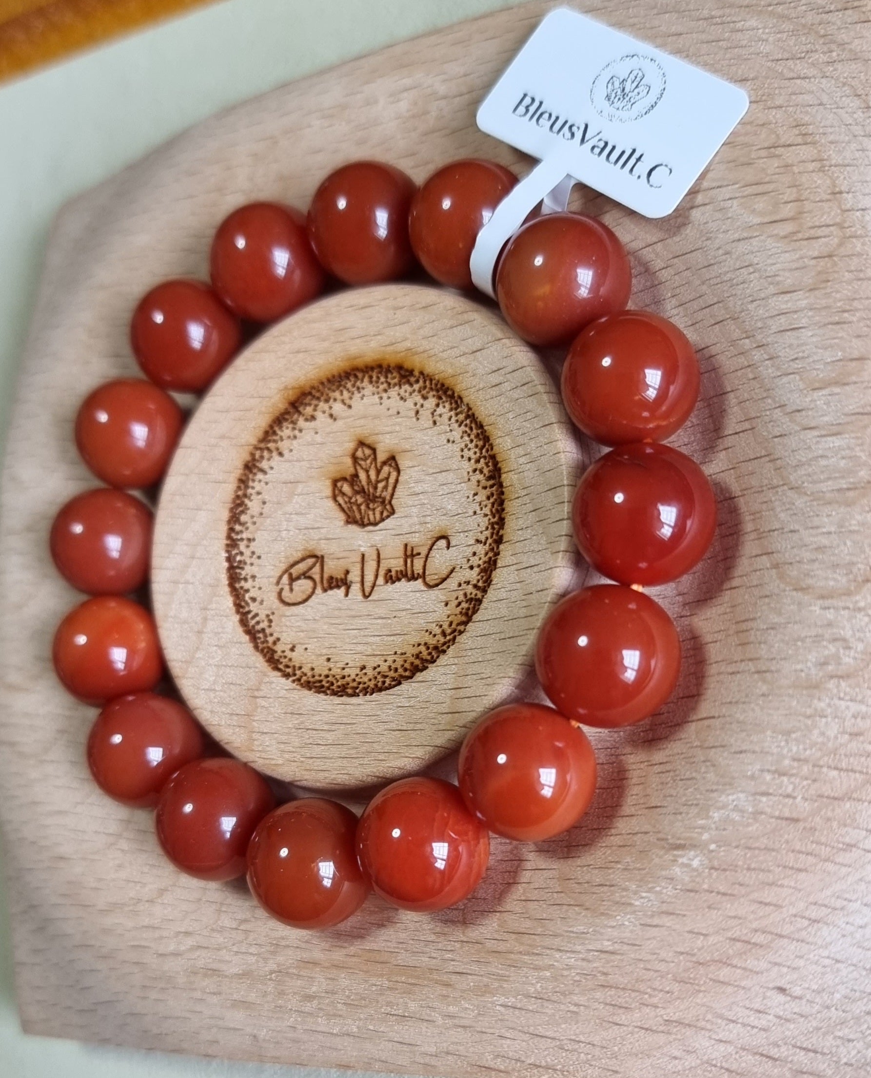 Burmese Yellow Dragon Jade with Certification 13.5mm (High Grade) Dark Reddish Orange 缅黄龙玉 - Bleus Vault.C 