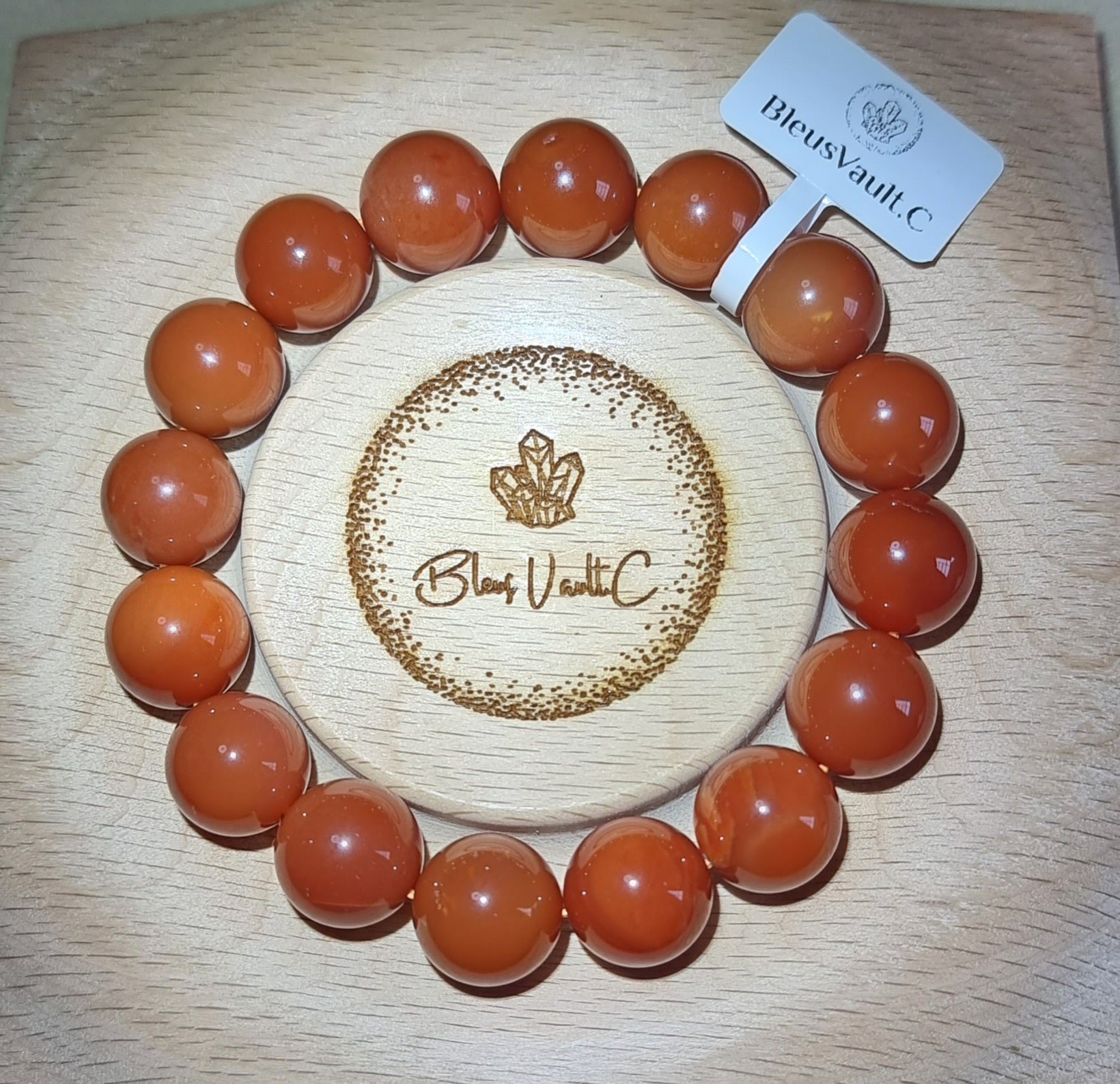 Burmese Yellow Dragon Jade with Certification 13.5mm (High Grade) Dark Reddish Orange 缅黄龙玉 - Bleus Vault.C 