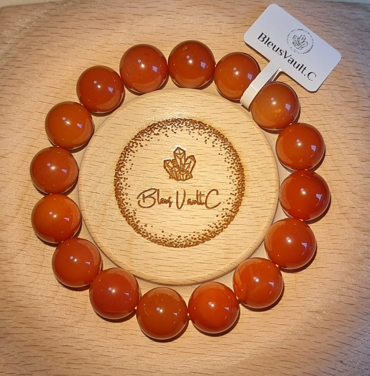 Burmese Yellow Dragon Jade with Certification 13.5mm (High Grade) Dark Reddish Orange 缅黄龙玉 - Bleus Vault.C 