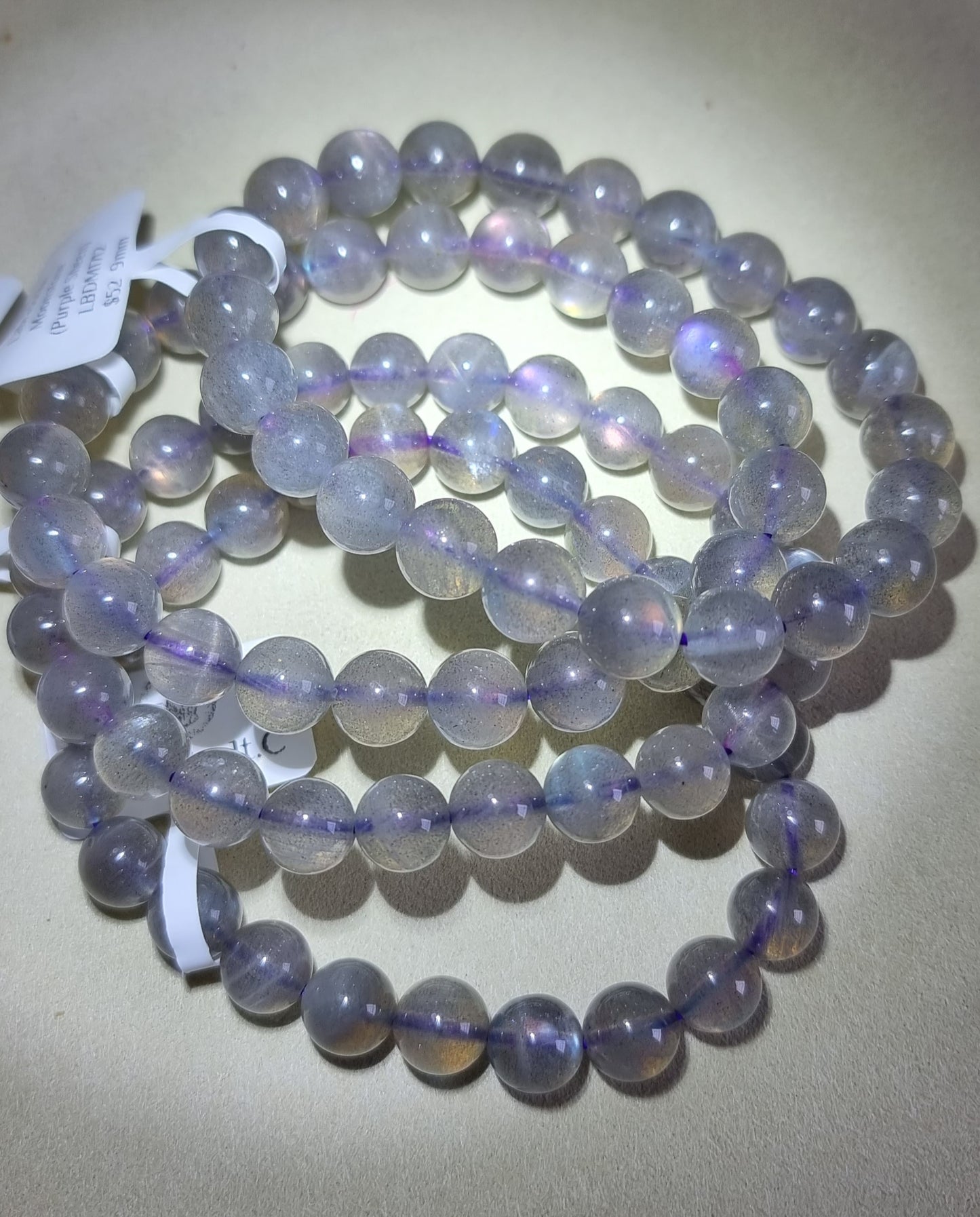 Labradorite Moonstone 8 - 9mm Purple Sheen 拉长石 - Bleus Vault.C 