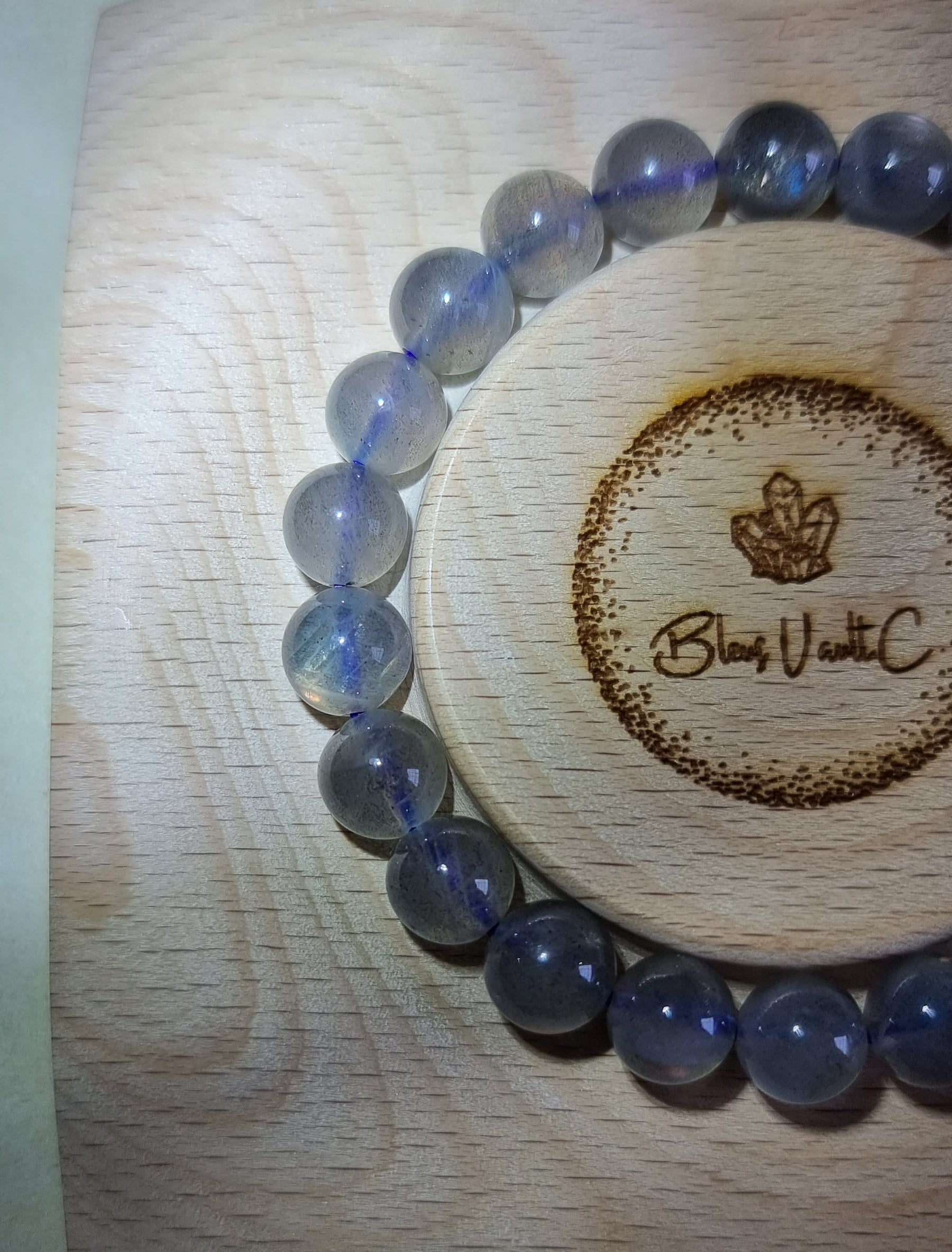 Labradorite Moonstone 8 - 9mm Purple Sheen 拉长石 - Bleus Vault.C 