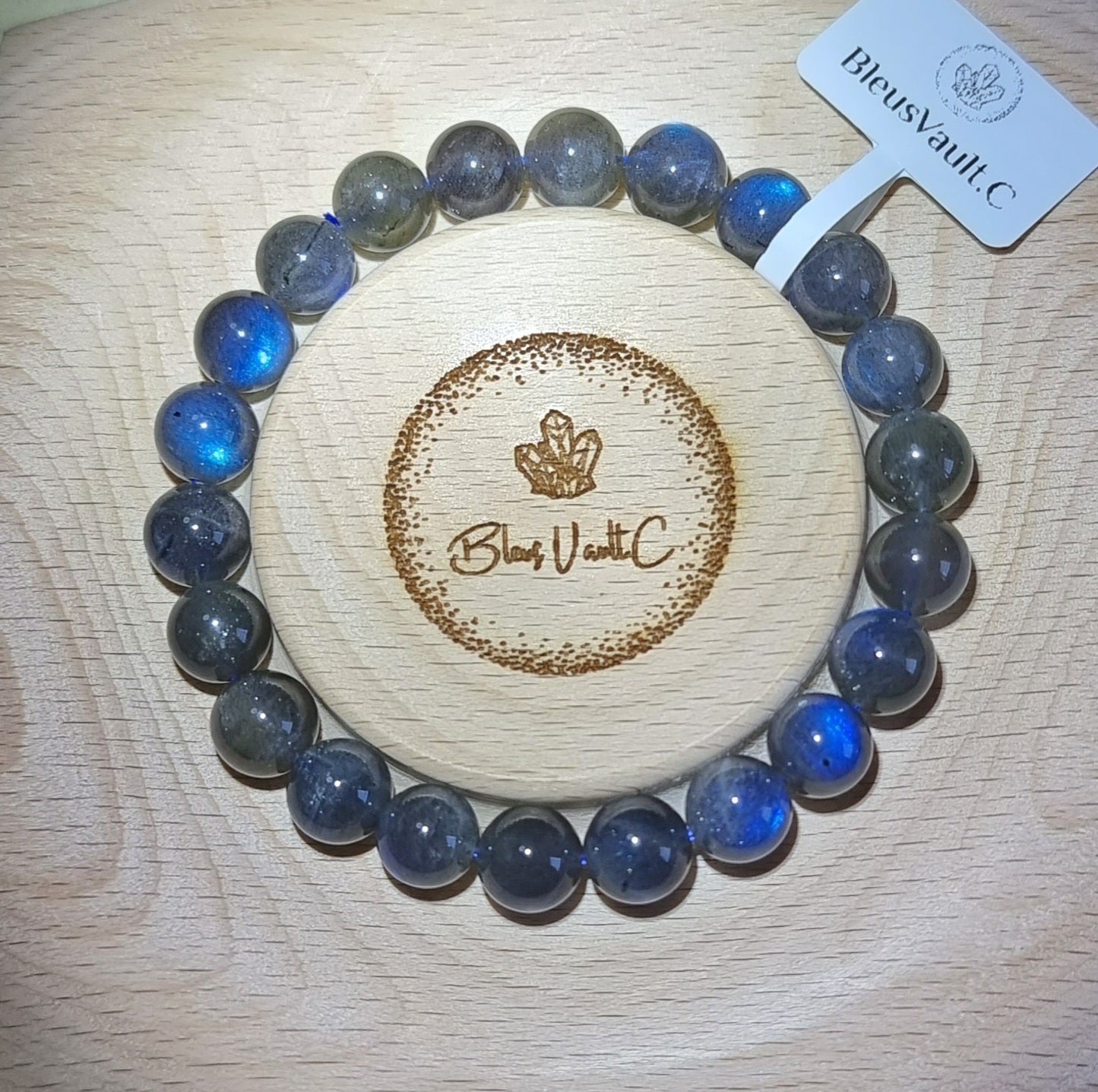 Labradorite Moonstone 7.5, 8 - 9mm Blue Sheen (Top Premium Grade) 拉长石 - Bleus Vault.C 