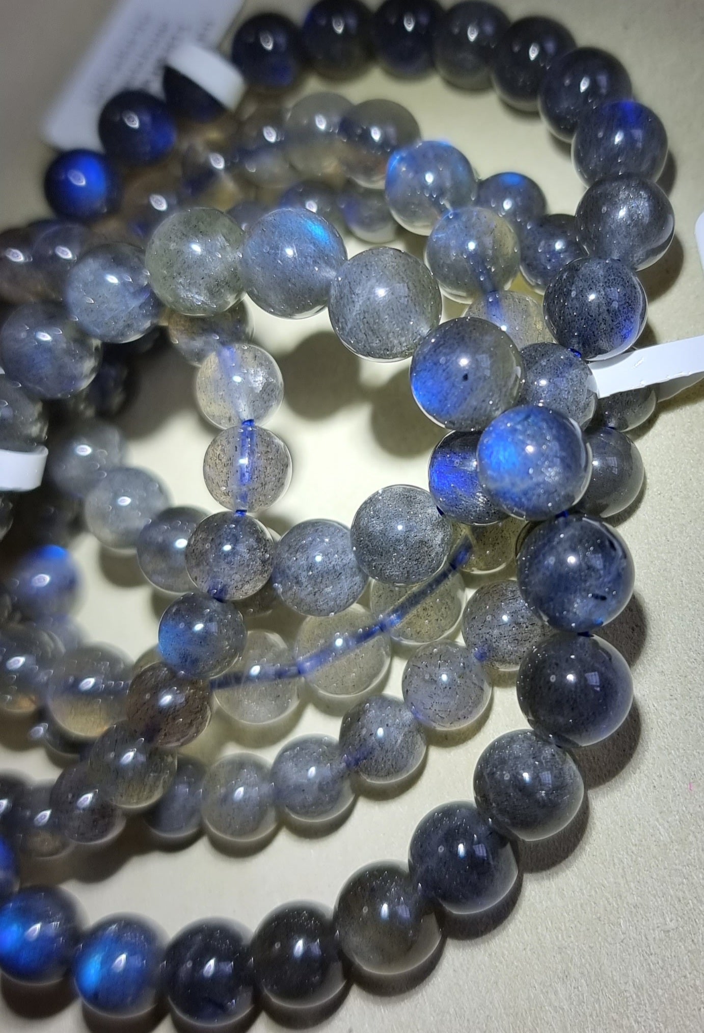 Labradorite Moonstone 7.5, 8 - 9mm Blue Sheen (Top Premium Grade) 拉长石 - Bleus Vault.C 