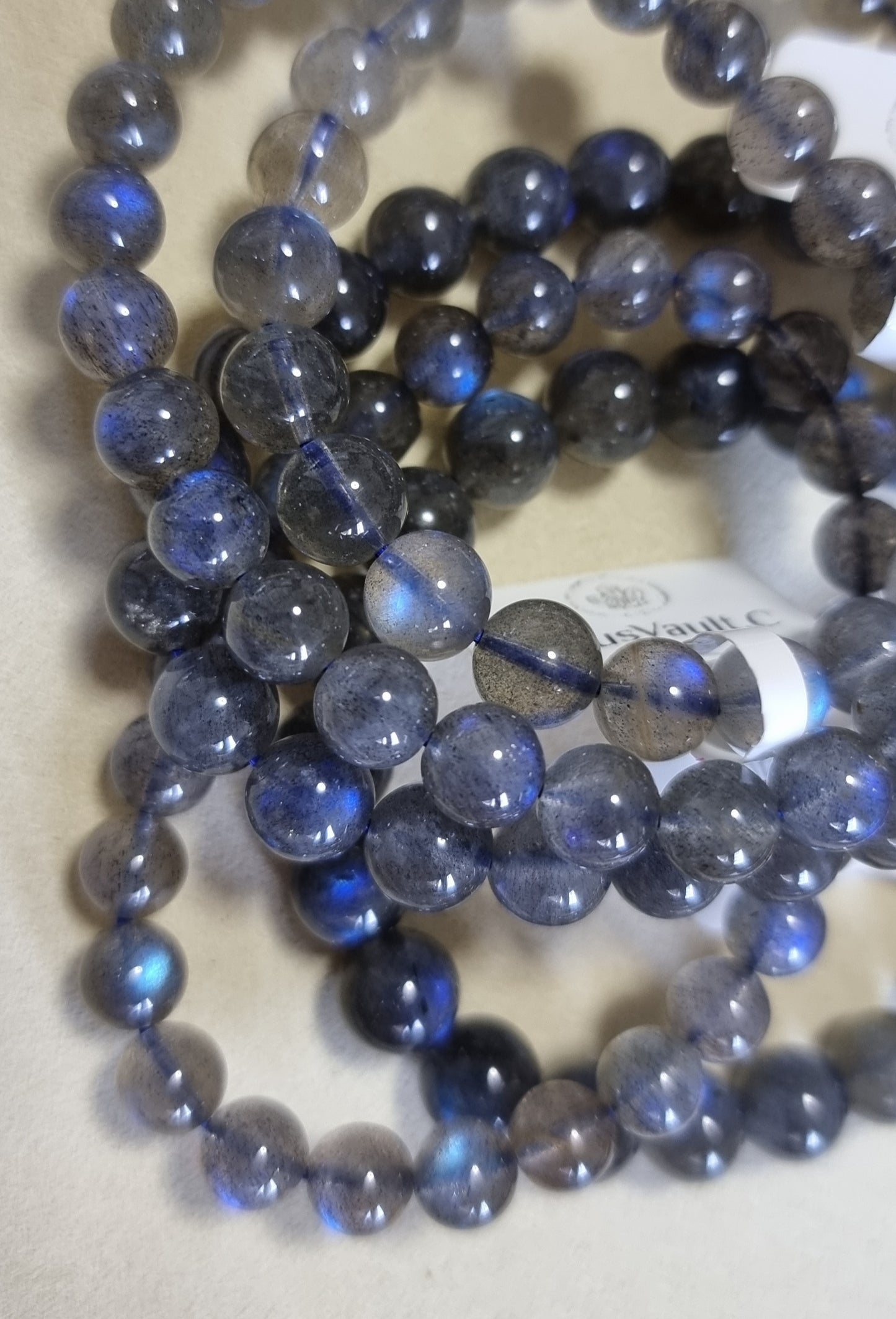 Labradorite Moonstone 7.5, 8 - 9mm Blue Sheen (Top Premium Grade) 拉长石 - Bleus Vault.C 