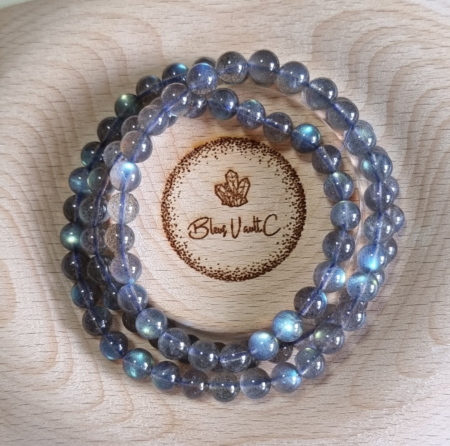 Labradorite Moonstone 7.3mm Blue Sheen with Certification 3 Rounds (Top Premium Grade) 拉长石 - Bleus Vault.C 