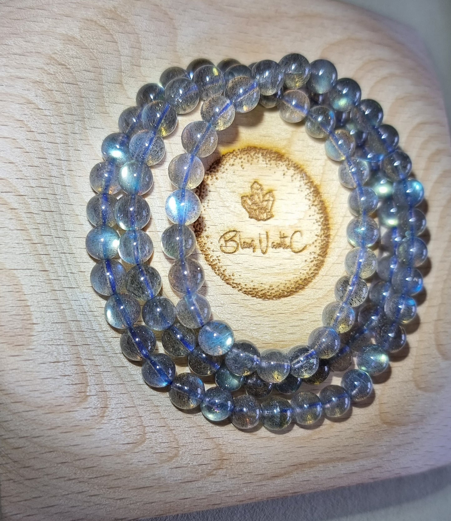 Labradorite Moonstone 7.3mm Blue Sheen with Certification 3 Rounds (Top Premium Grade) 拉长石 - Bleus Vault.C 