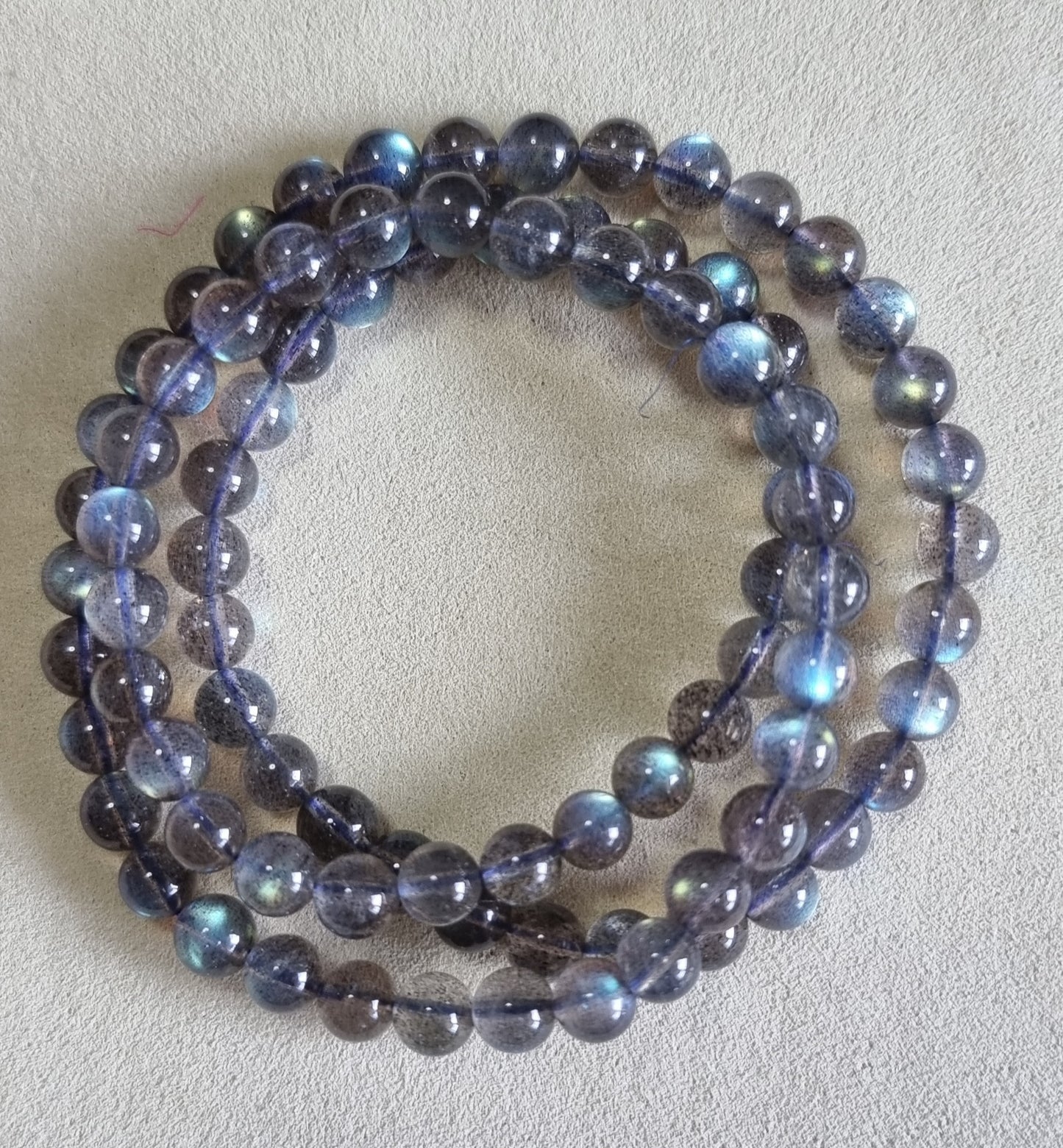 Labradorite Moonstone 7.3mm Blue Sheen with Certification 3 Rounds (Top Premium Grade) 拉长石 - Bleus Vault.C 