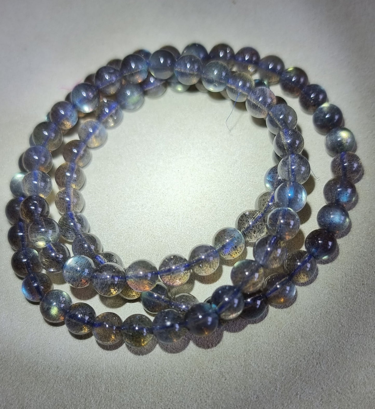 Labradorite Moonstone 7.3mm Blue Sheen with Certification 3 Rounds (Top Premium Grade) 拉长石 - Bleus Vault.C 