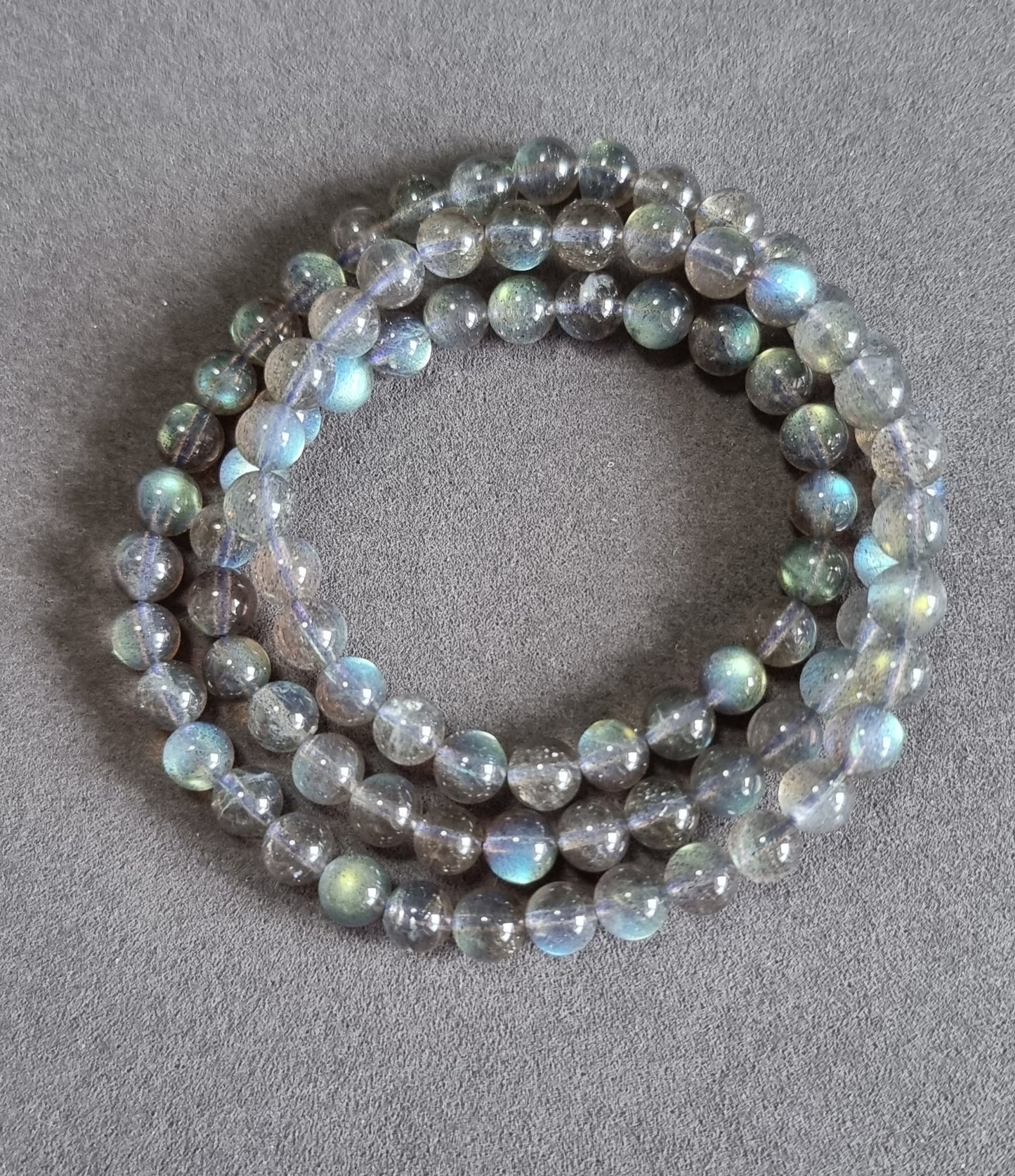 Labradorite Moonstone 7.3mm Blue Sheen with Certification 3 Rounds (Top Premium Grade) 拉长石 - Bleus Vault.C 