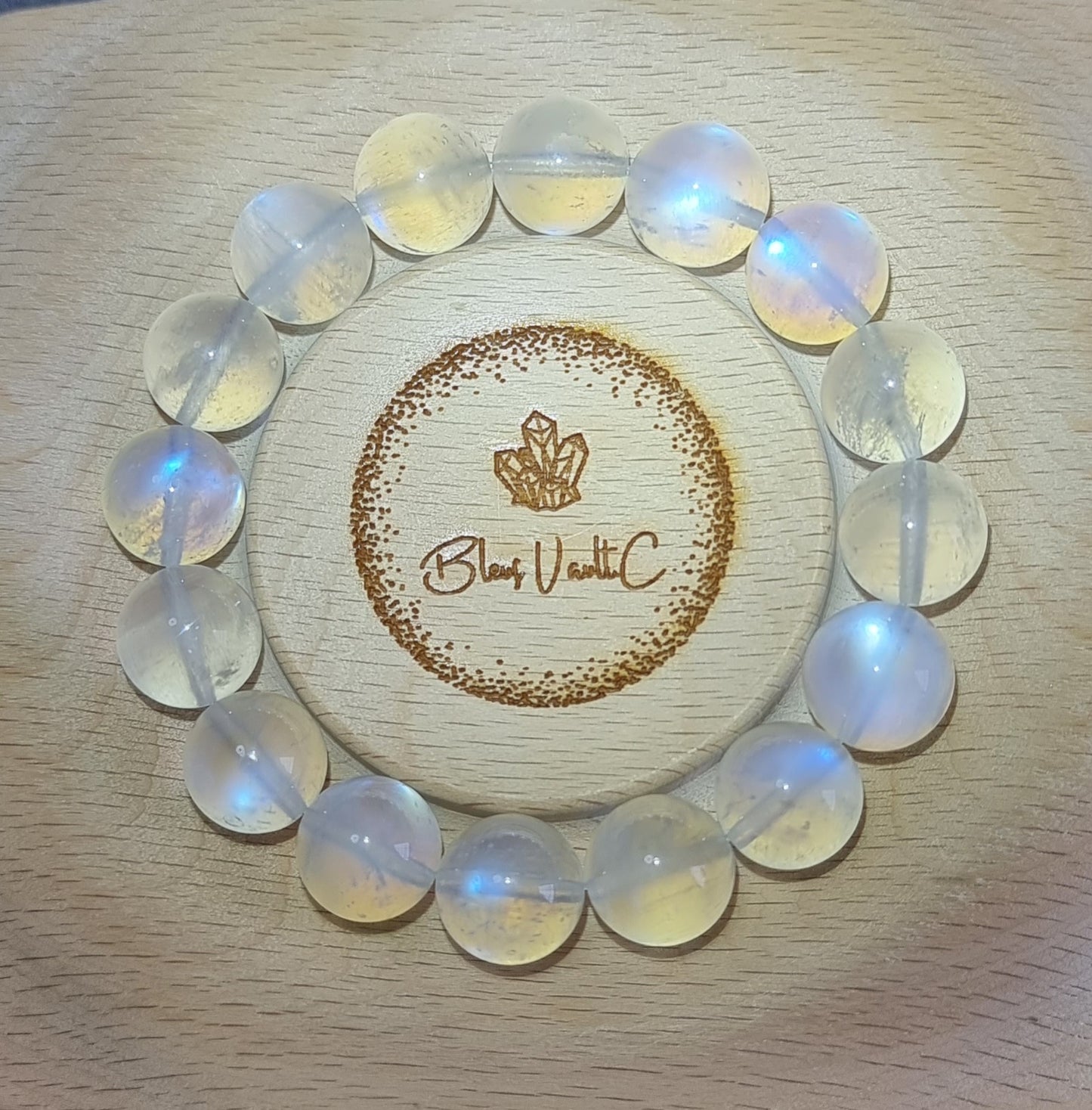 Grey Moonstone Sri Lanka with Certification 13mm (Premium Grade) 灰月光石 - Bleus Vault.C 