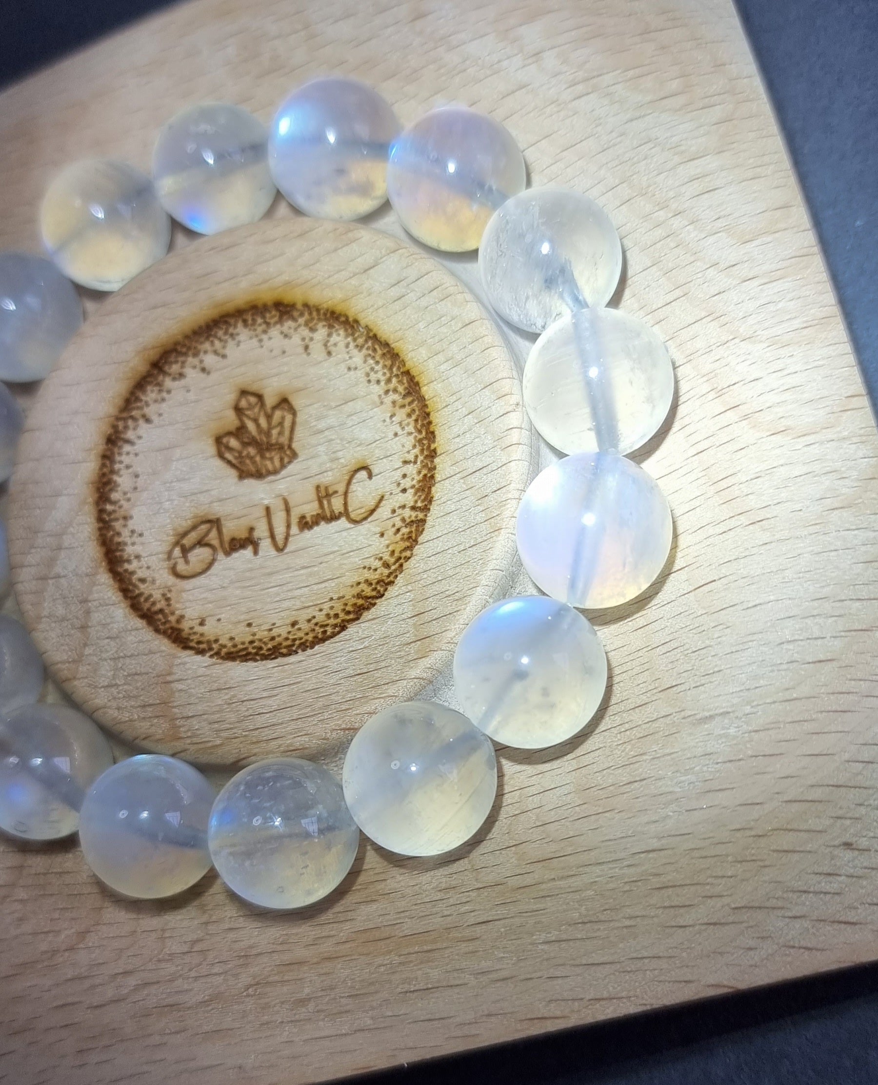 Grey Moonstone Sri Lanka with Certification 13mm (Premium Grade) 灰月光石 - Bleus Vault.C 