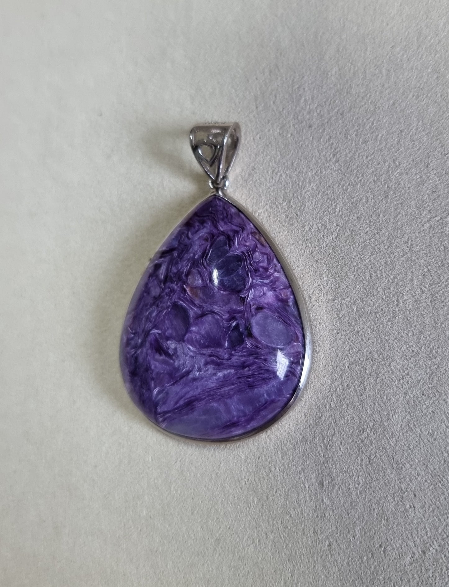 Charoite Teardrop in S925 Silver (Premium Grade) 紫龙晶