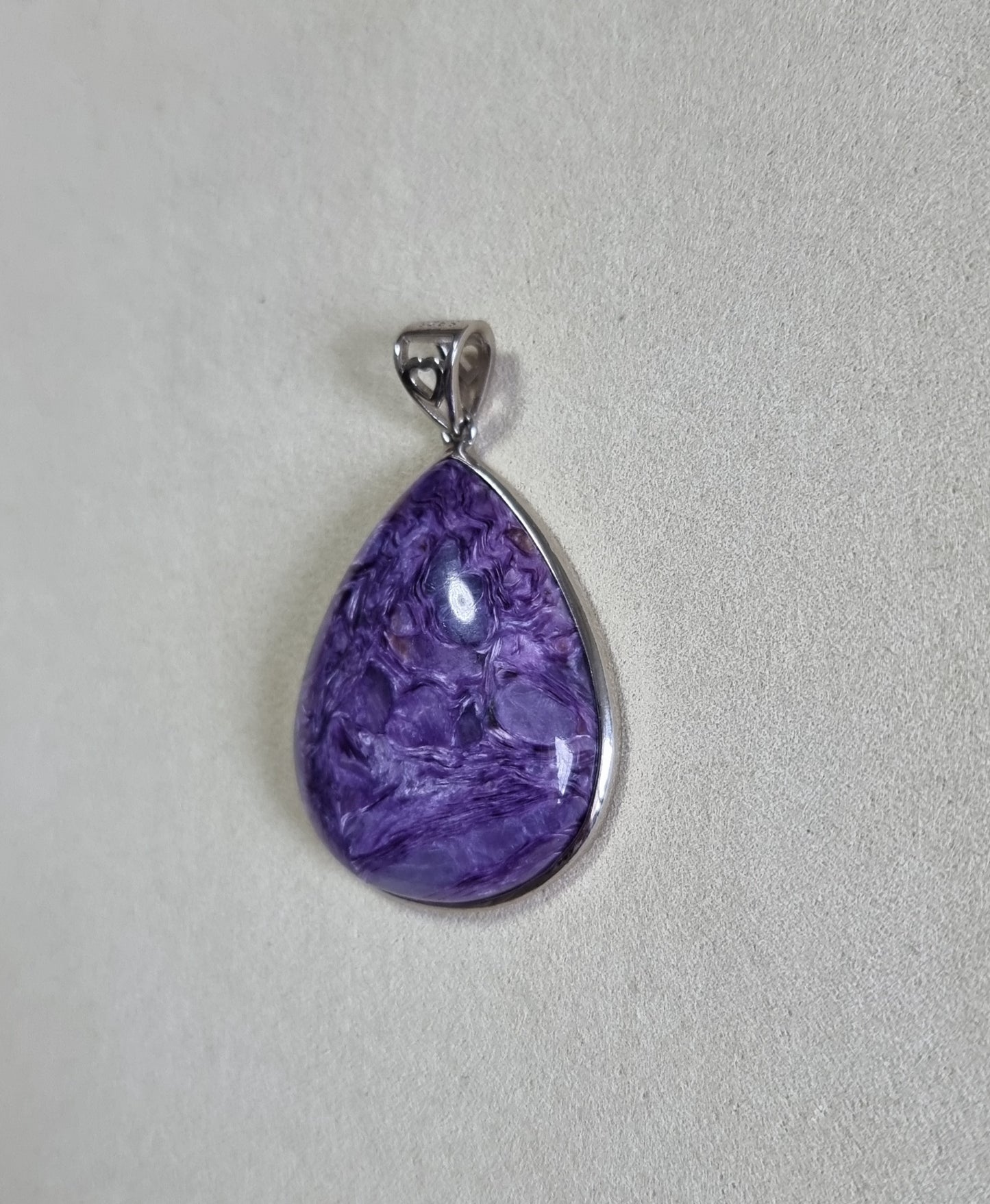 Charoite Teardrop in S925 Silver (Premium Grade) 紫龙晶