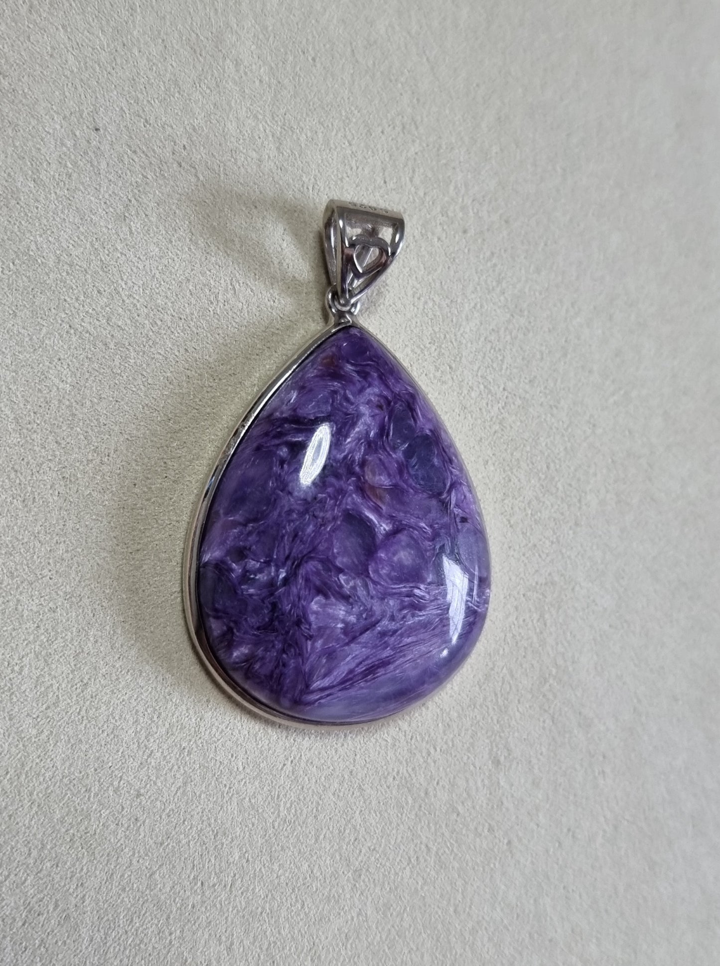 Charoite Teardrop in S925 Silver (Premium Grade) 紫龙晶