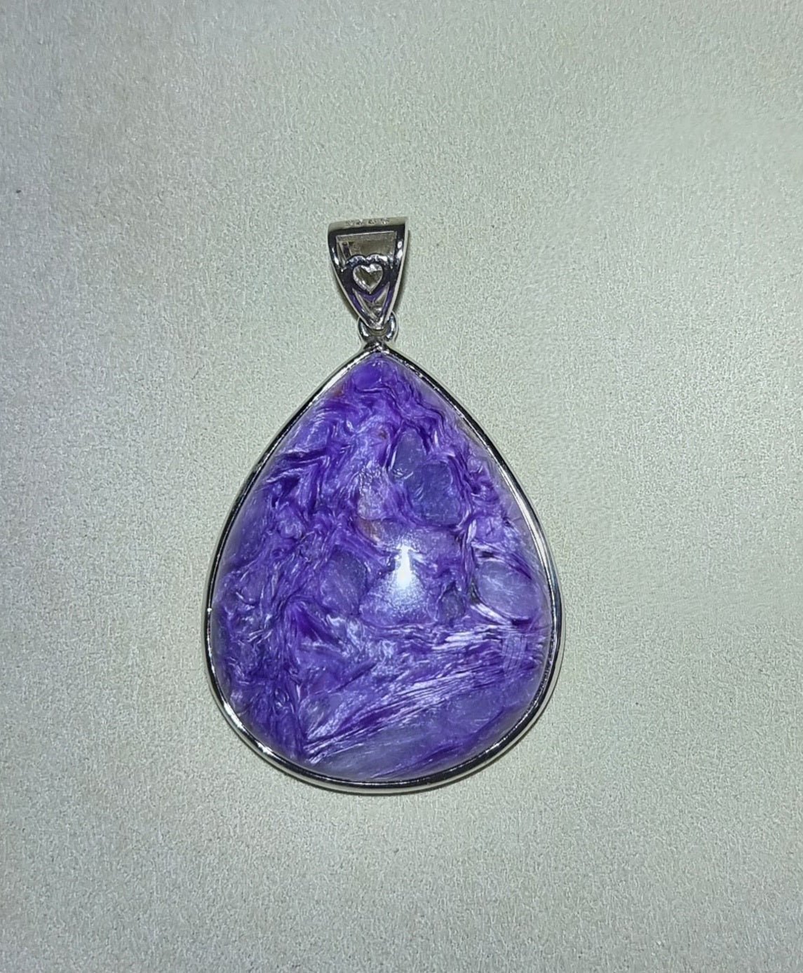 Charoite Teardrop in S925 Silver (Premium Grade) 紫龙晶