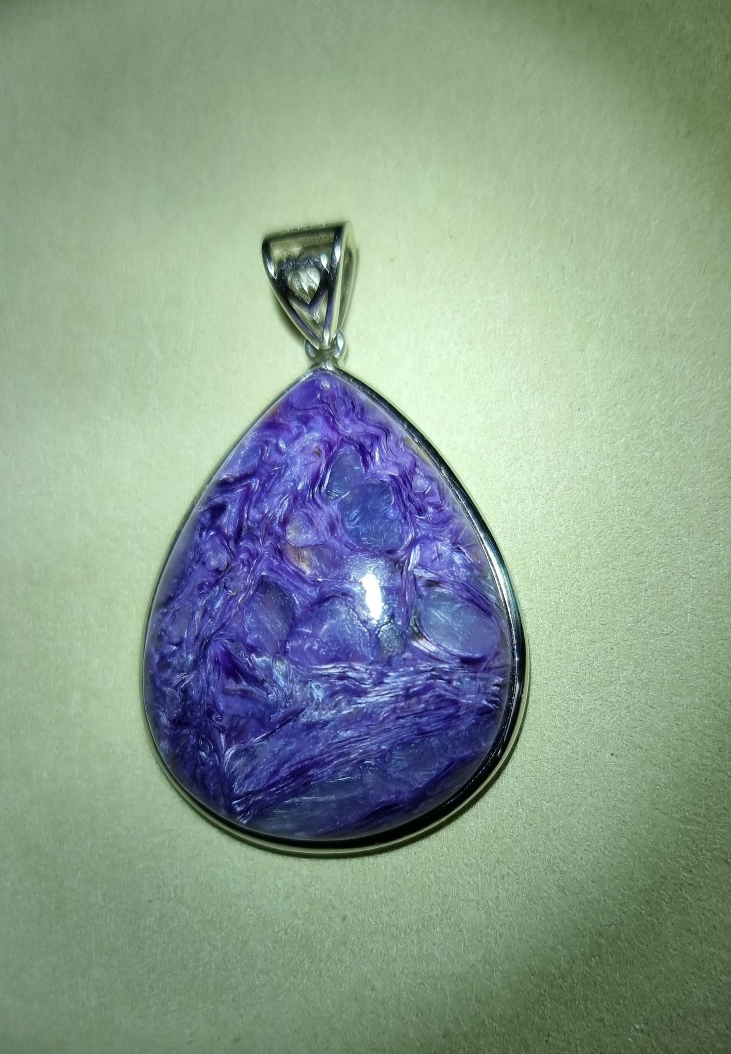 Charoite Teardrop in S925 Silver (Premium Grade) 紫龙晶