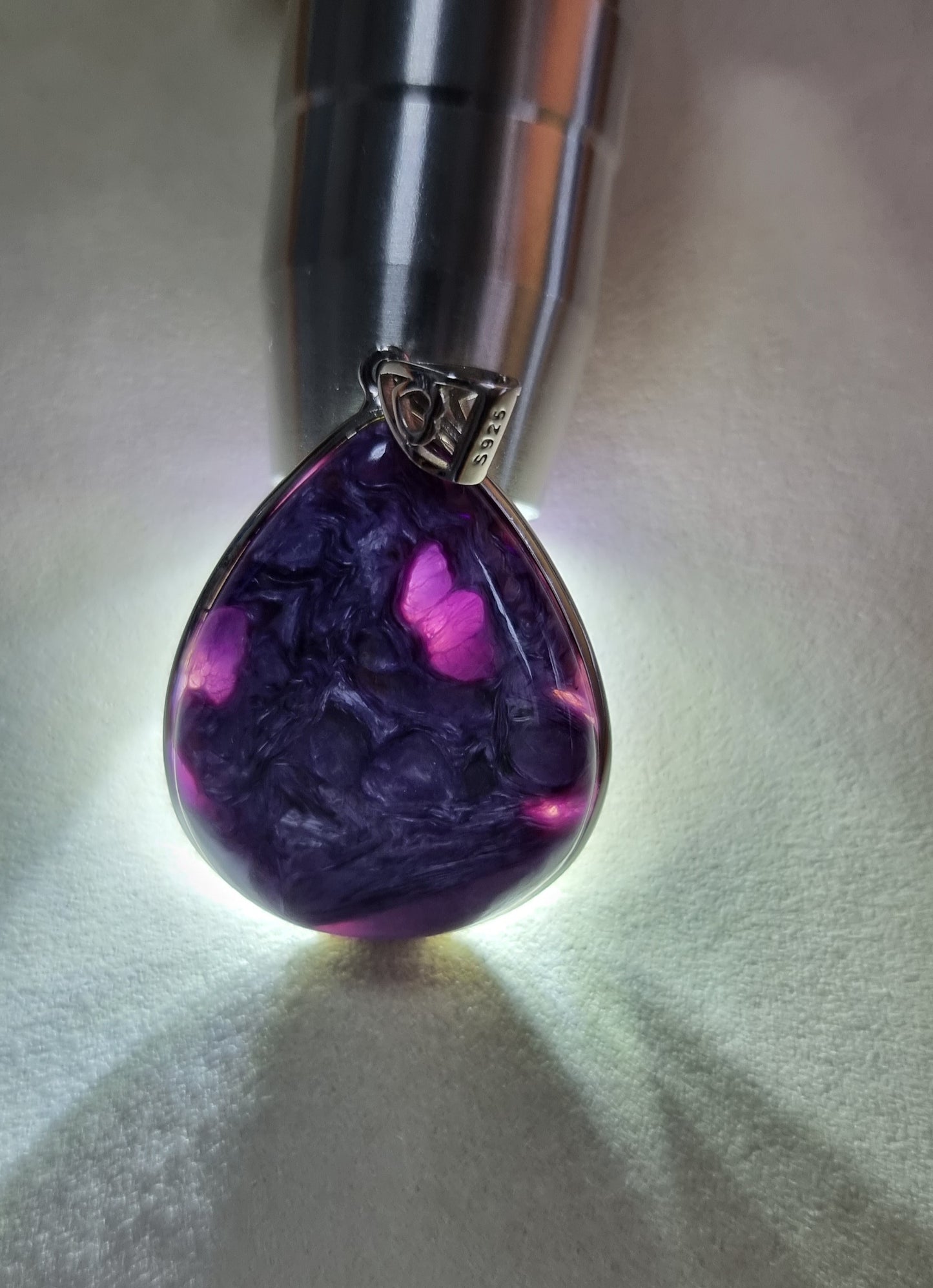 Charoite Teardrop in S925 Silver (Premium Grade) 紫龙晶