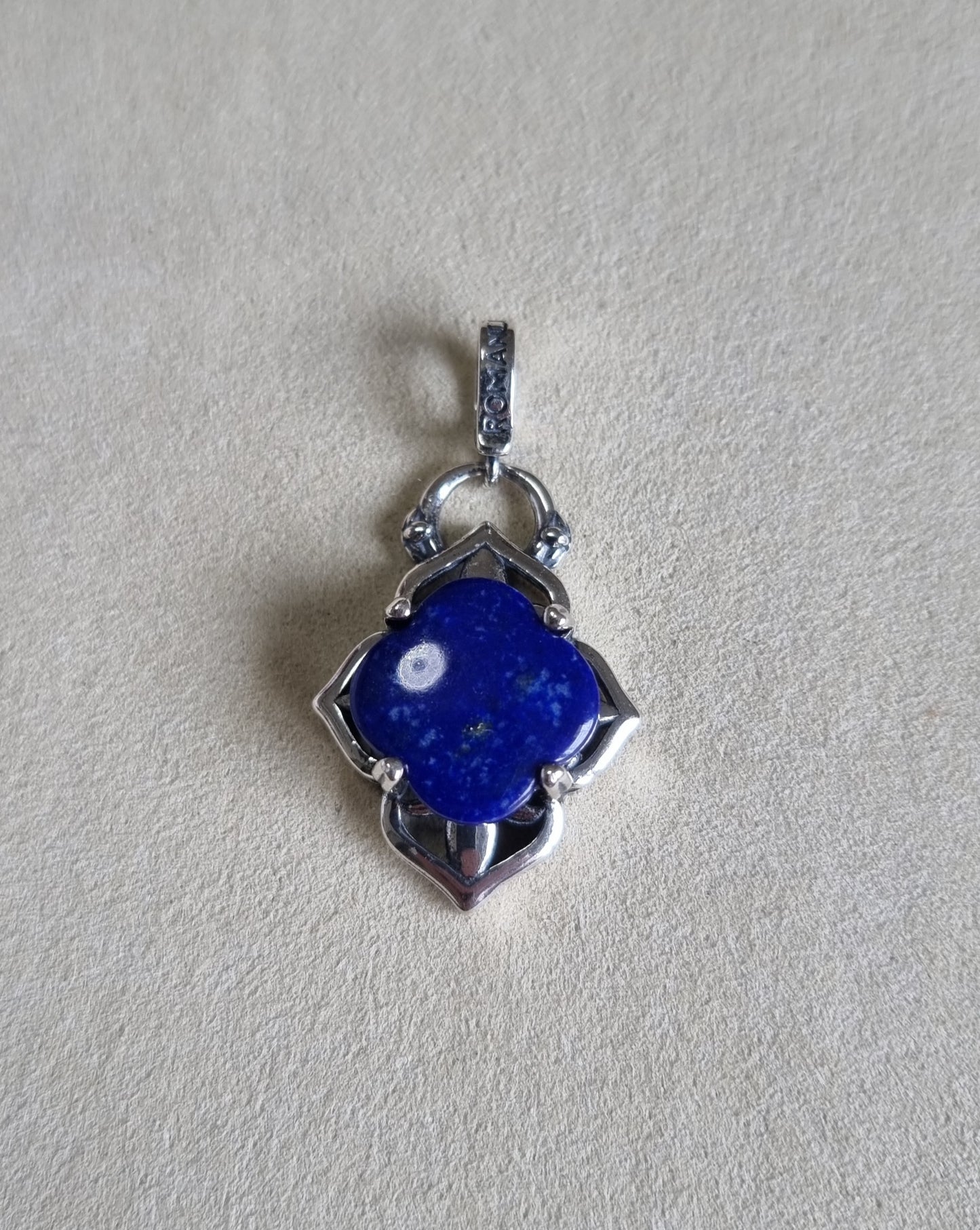 Lapis Lazuli Clover Lotus with Locked in Tibetan Vintage S925 Silver 青金石