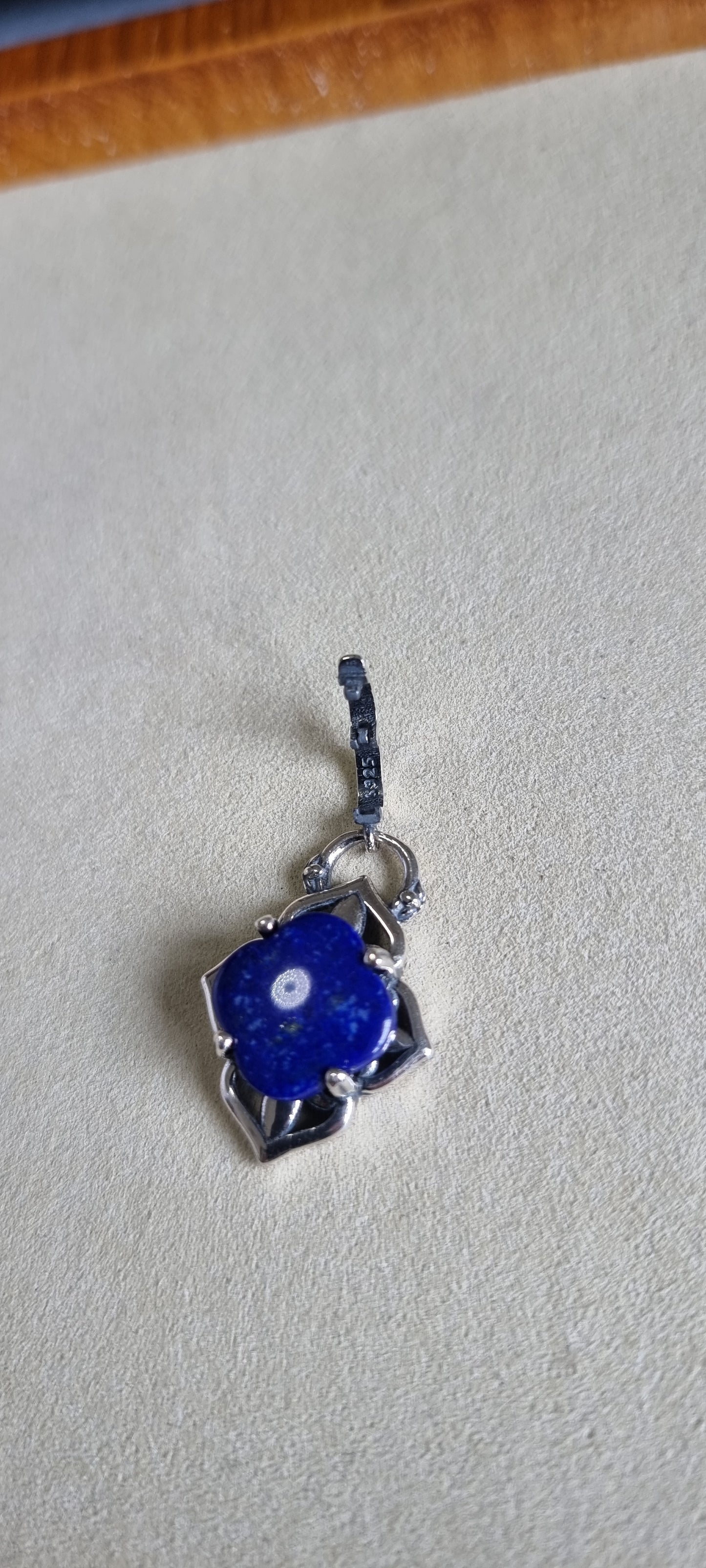 Lapis Lazuli Clover Lotus with Locked in Tibetan Vintage S925 Silver 青金石