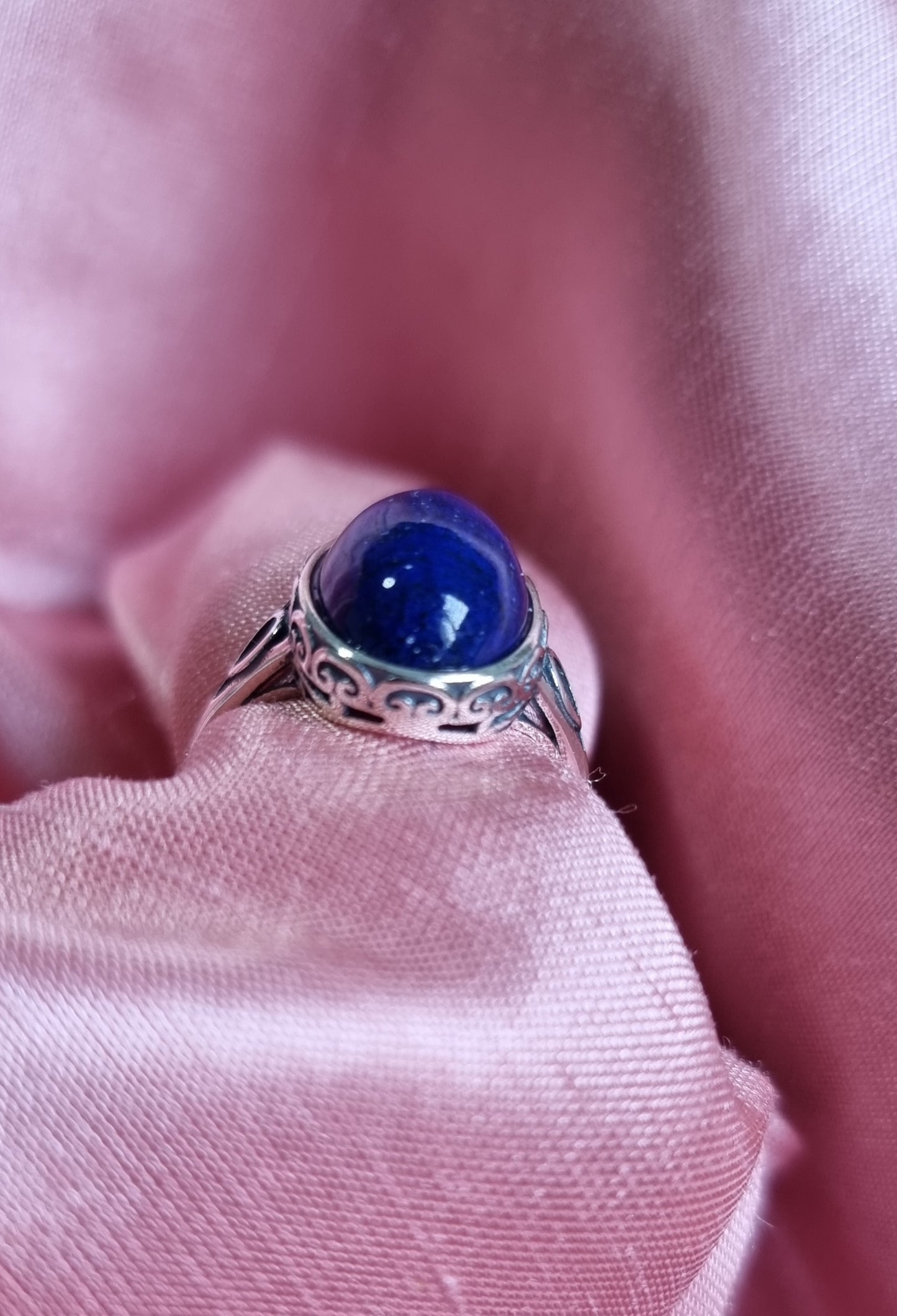 Lapis Lazuli Oval in Tibetan Vintage S925 Silver (Adjustable Ring) 青金石