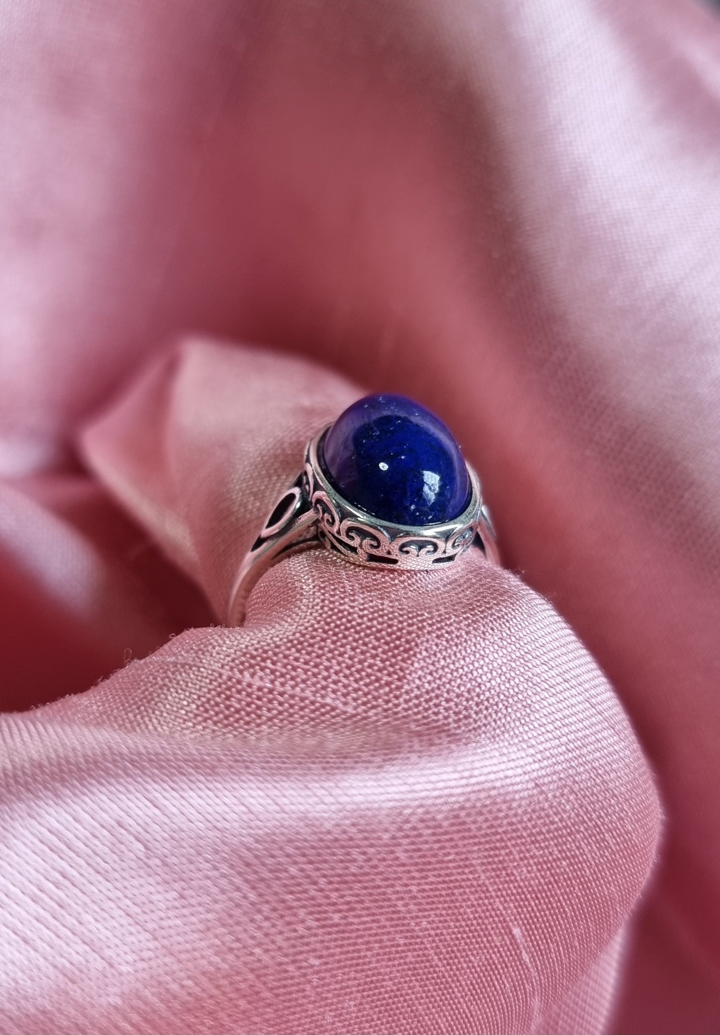 Lapis Lazuli Oval in Tibetan Vintage S925 Silver (Adjustable Ring) 青金石