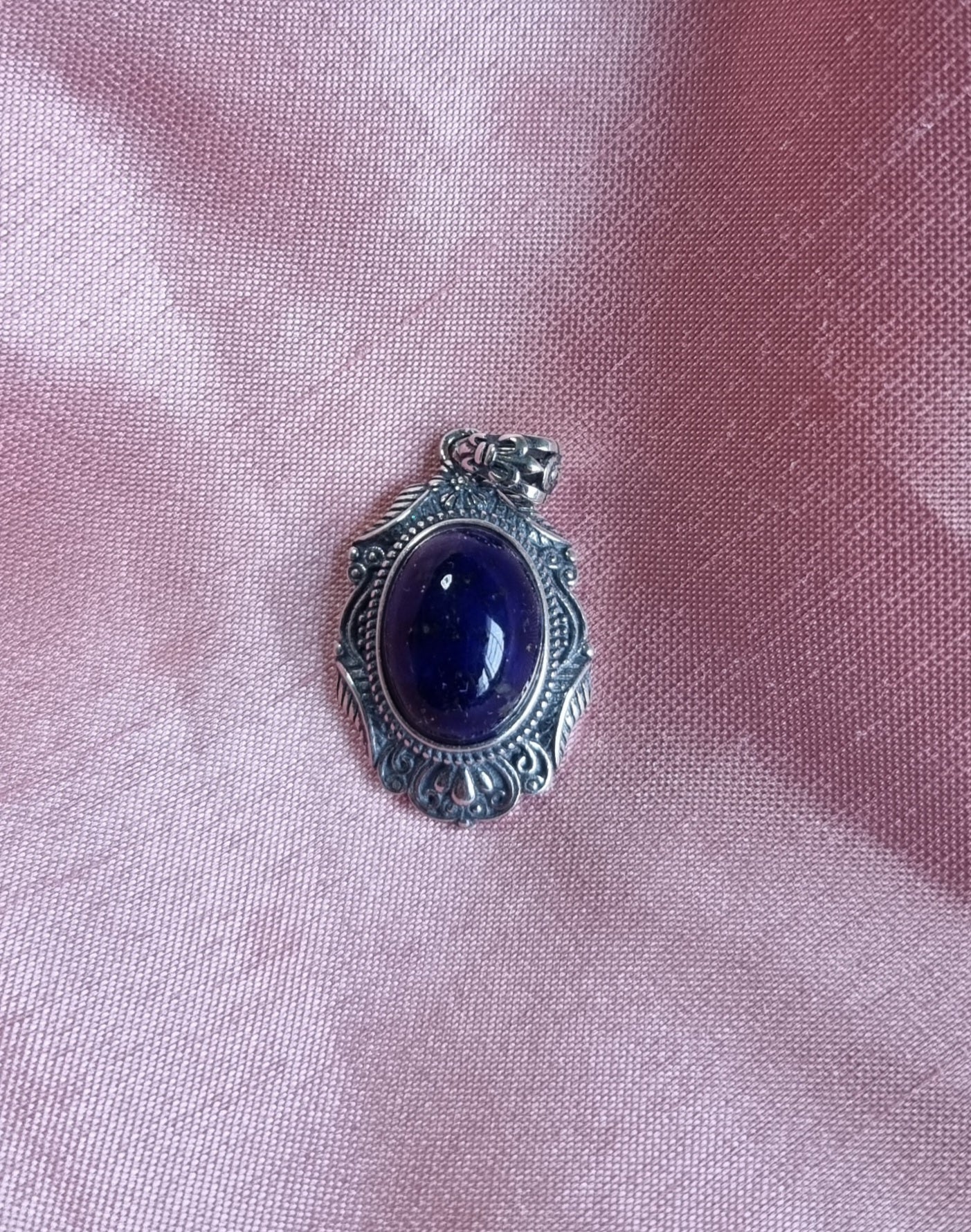 Lapis Lazuli Oval in Tibetan Vintage S925 Silver 青金石