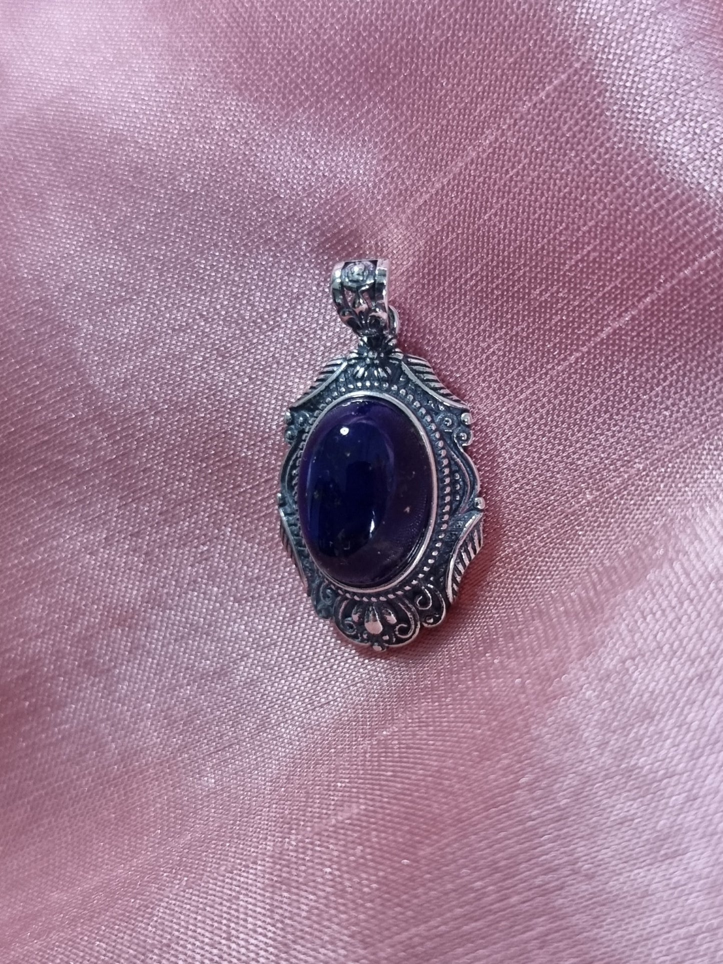 Lapis Lazuli Oval in Tibetan Vintage S925 Silver 青金石