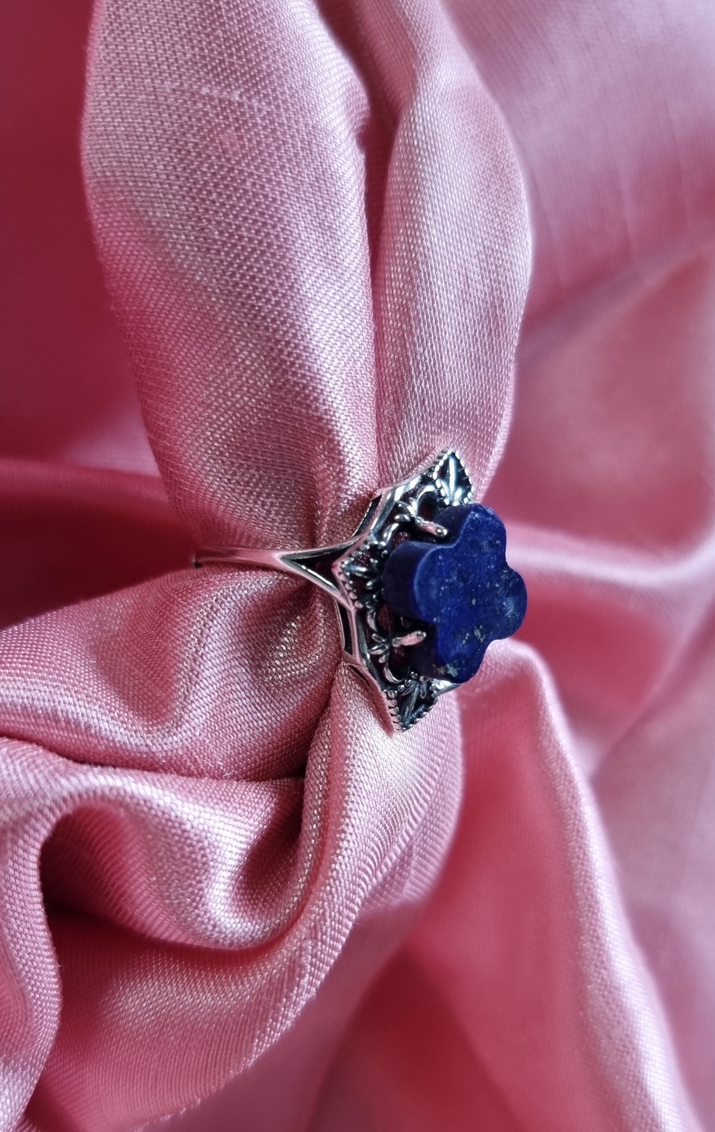 Lapis Lazuli Clover Diamond in Tibetan Vintage S925 Silver (Adjustable Ring) 青金石