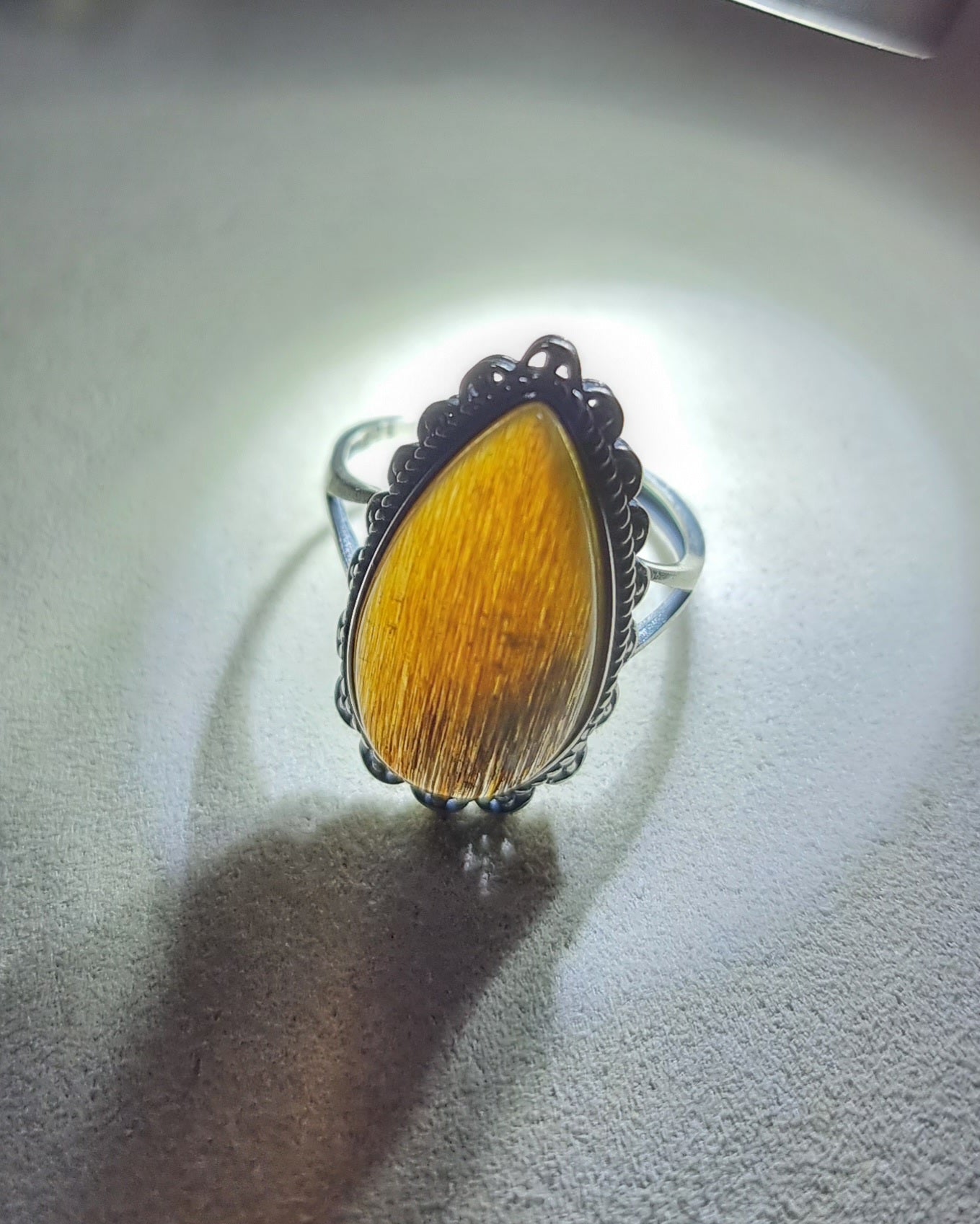 Black Gold Sunstone Full Gold Inclusion on Vintage S925 Silver  (High Grade) 17.5*11mm 黑金骨幹