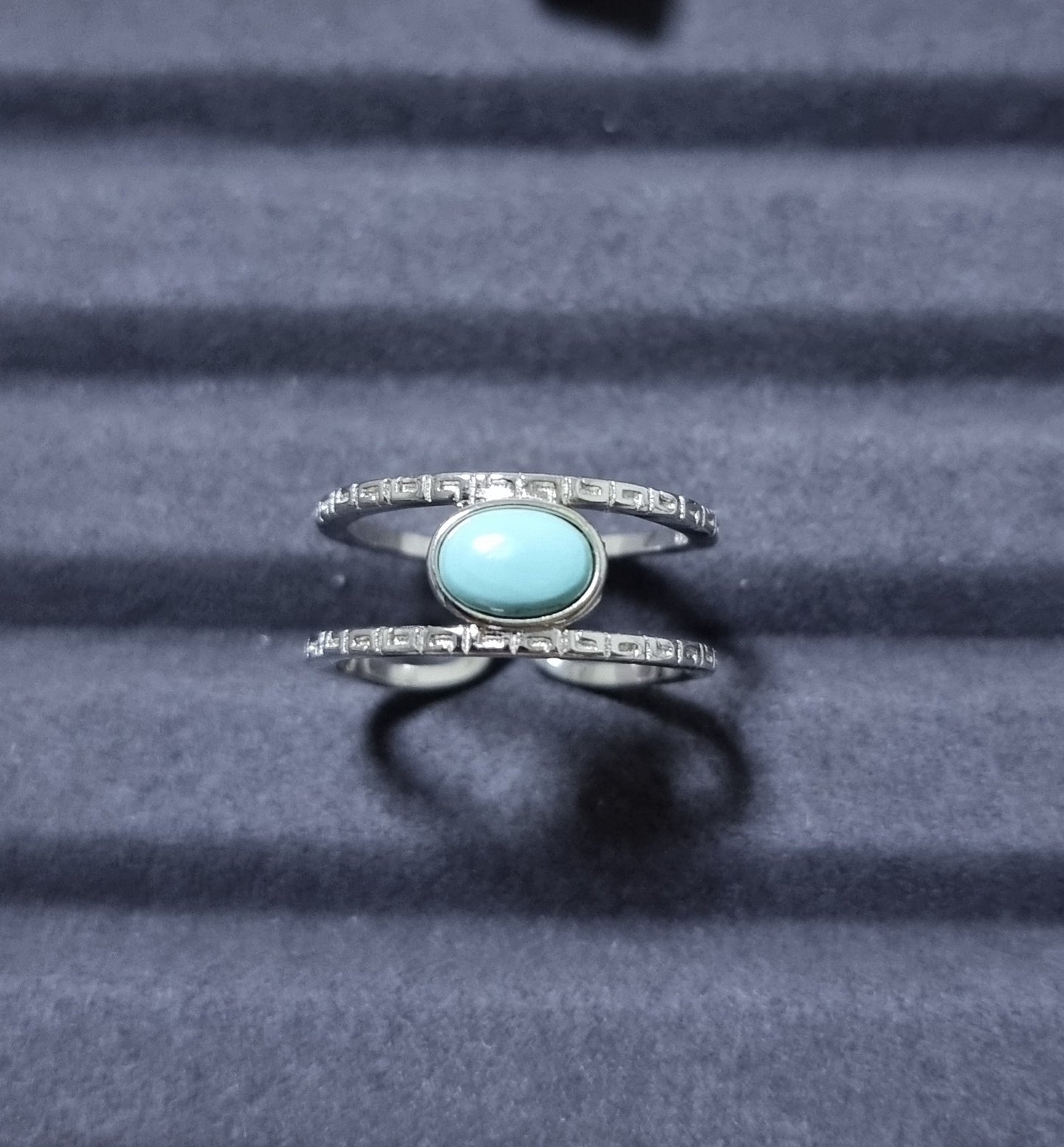 Turquoise in S925 Silver Adjustable Ring 绿松石