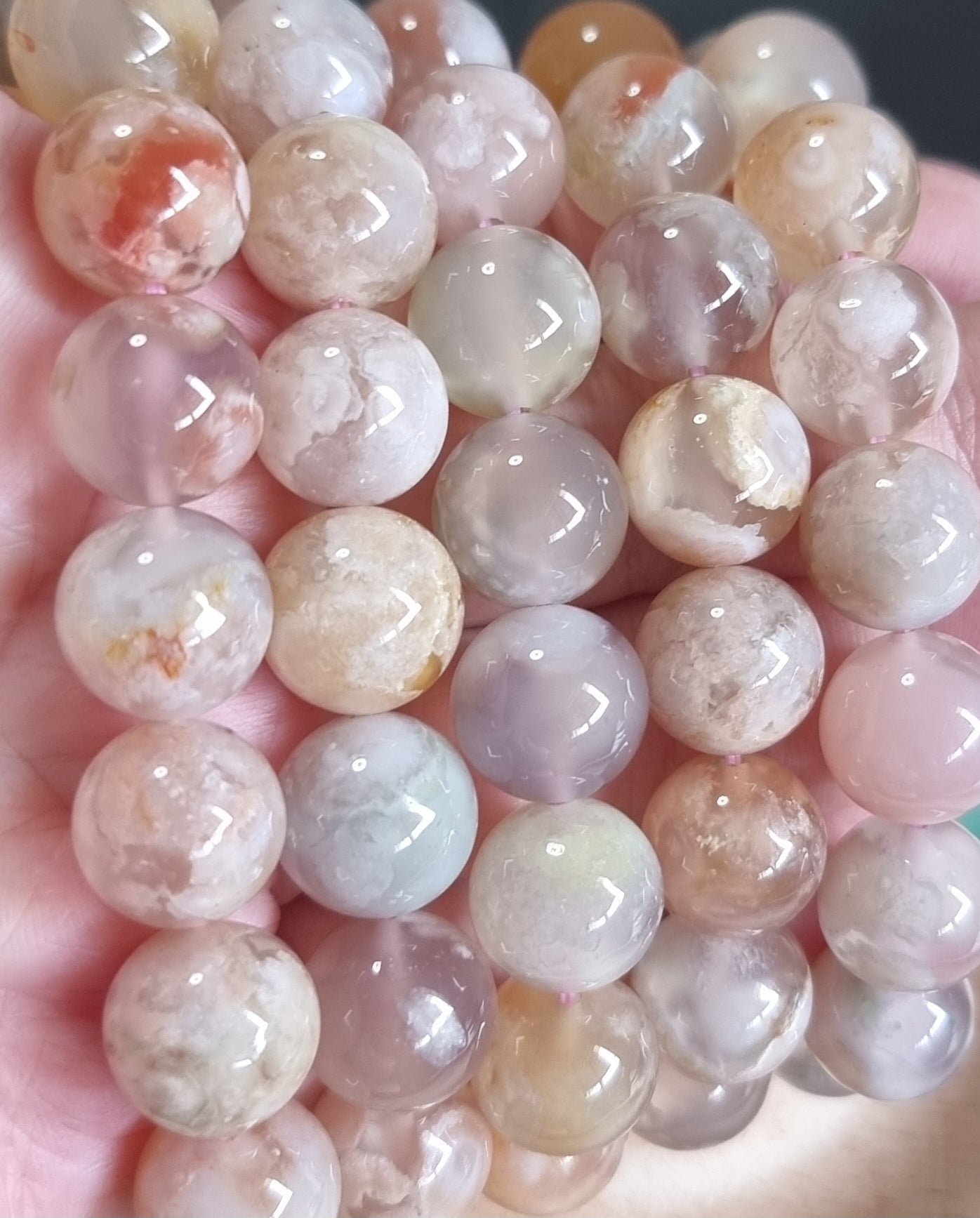 Cherry Blossom Agate Sakura Pinky Purple (High Grade) 13-13.5mm 樱花玛瑙