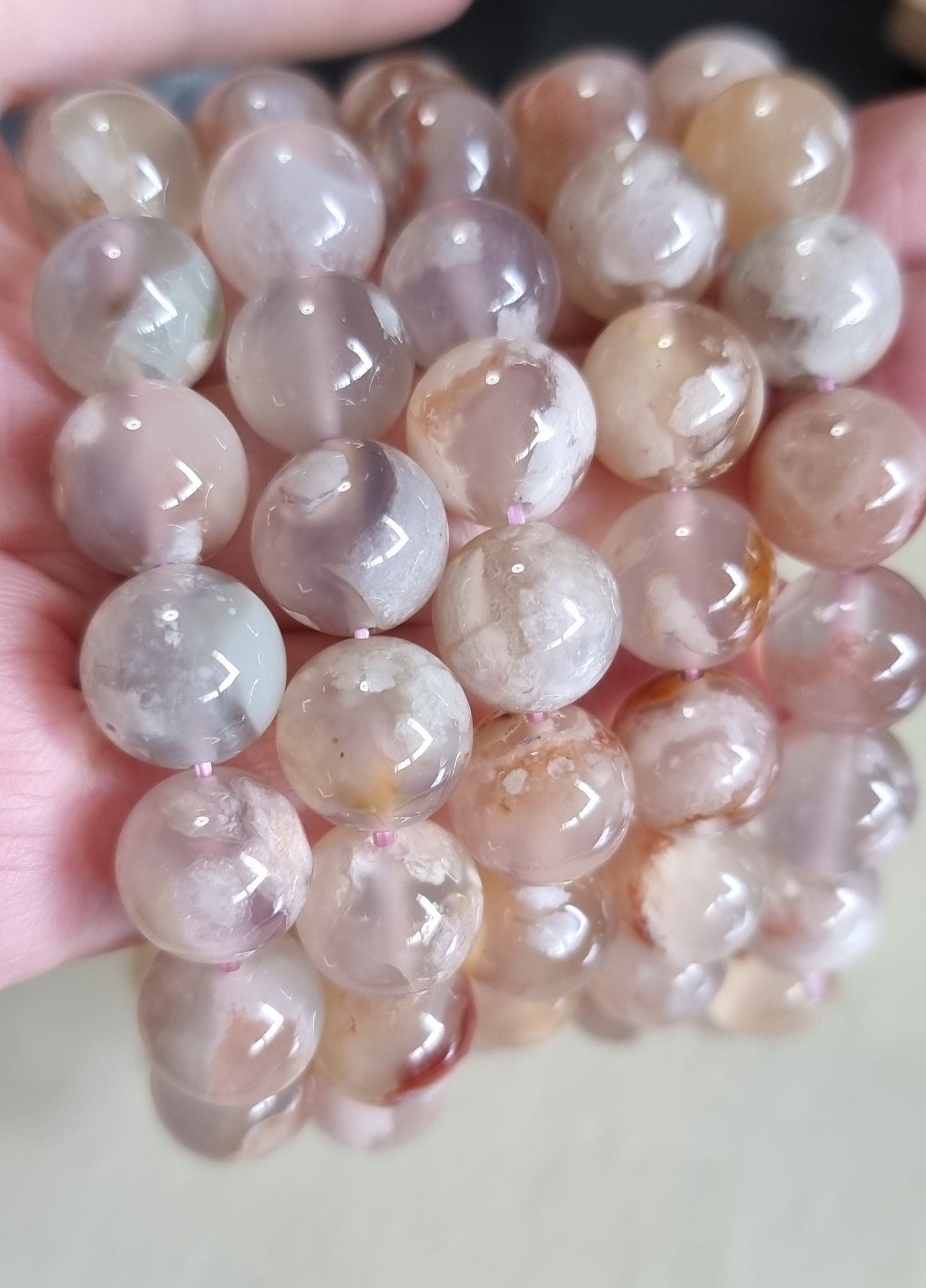 Cherry Blossom Agate Sakura Pinky Purple (High Grade) 12-12.5mm 樱花玛瑙