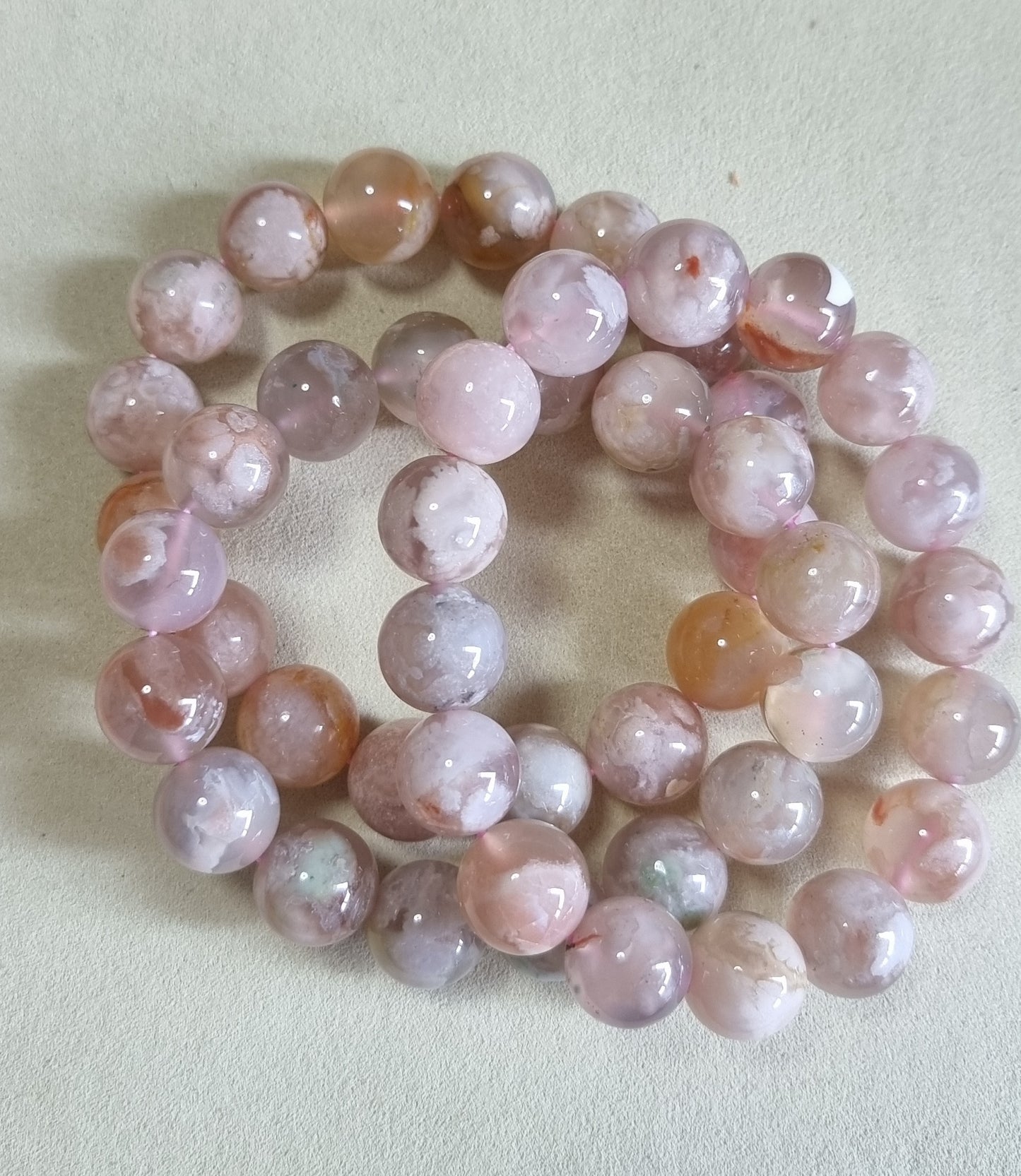 Cherry Blossom Agate Sakura Pinky Purple (High Grade) 13.5-14mm 樱花玛瑙