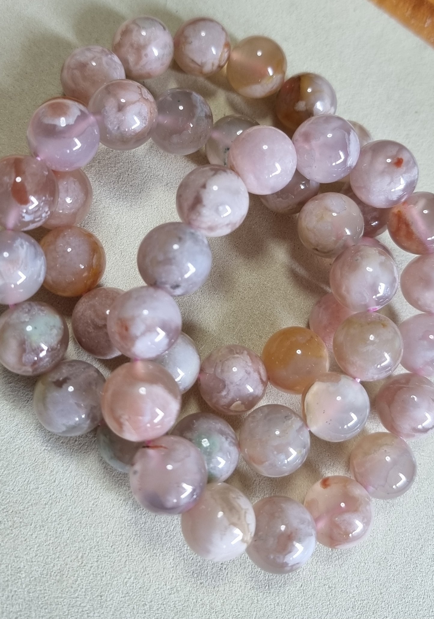 Cherry Blossom Agate Sakura Pinky Purple (High Grade) 13.5-14mm 樱花玛瑙