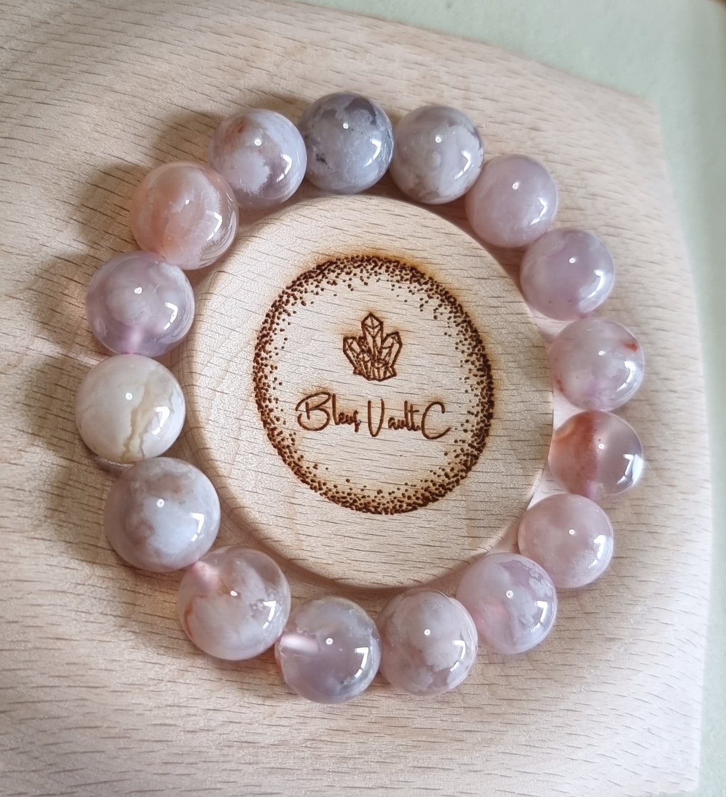 Cherry Blossom Agate Sakura Pinky Purple (High Grade) 13.5-14mm 樱花玛瑙