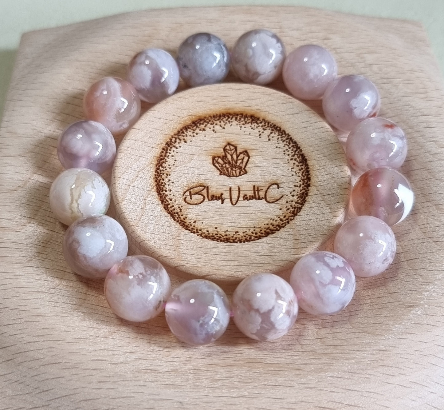 Cherry Blossom Agate Sakura Pinky Purple (High Grade) 13.5-14mm 樱花玛瑙