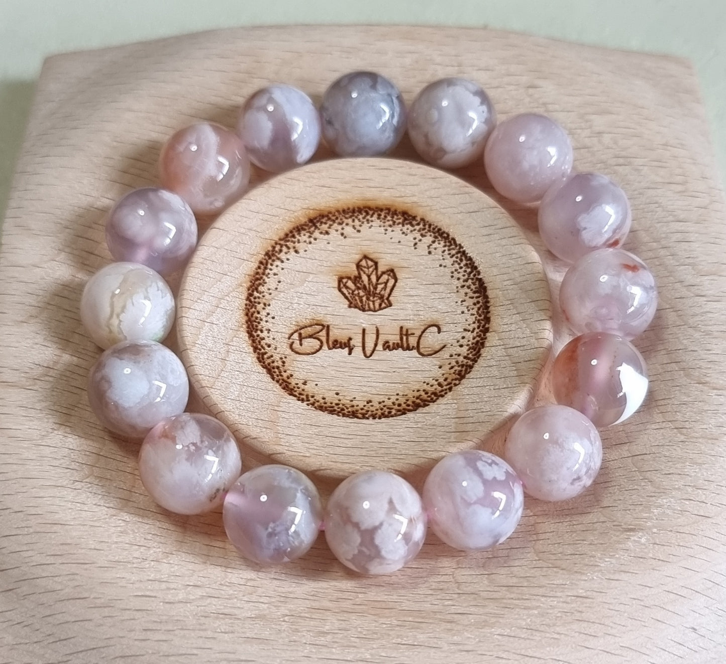 Cherry Blossom Agate Sakura Pinky Purple (High Grade) 13.5-14mm 樱花玛瑙