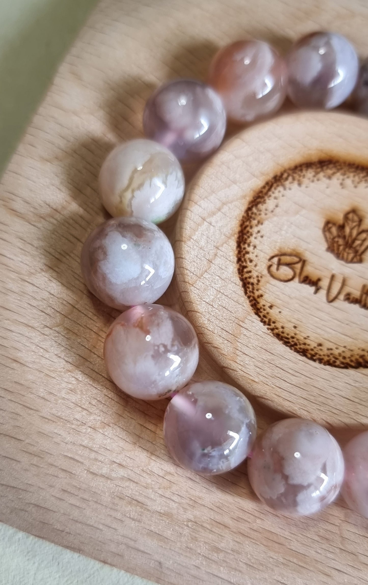 Cherry Blossom Agate Sakura Pinky Purple (High Grade) 13.5-14mm 樱花玛瑙