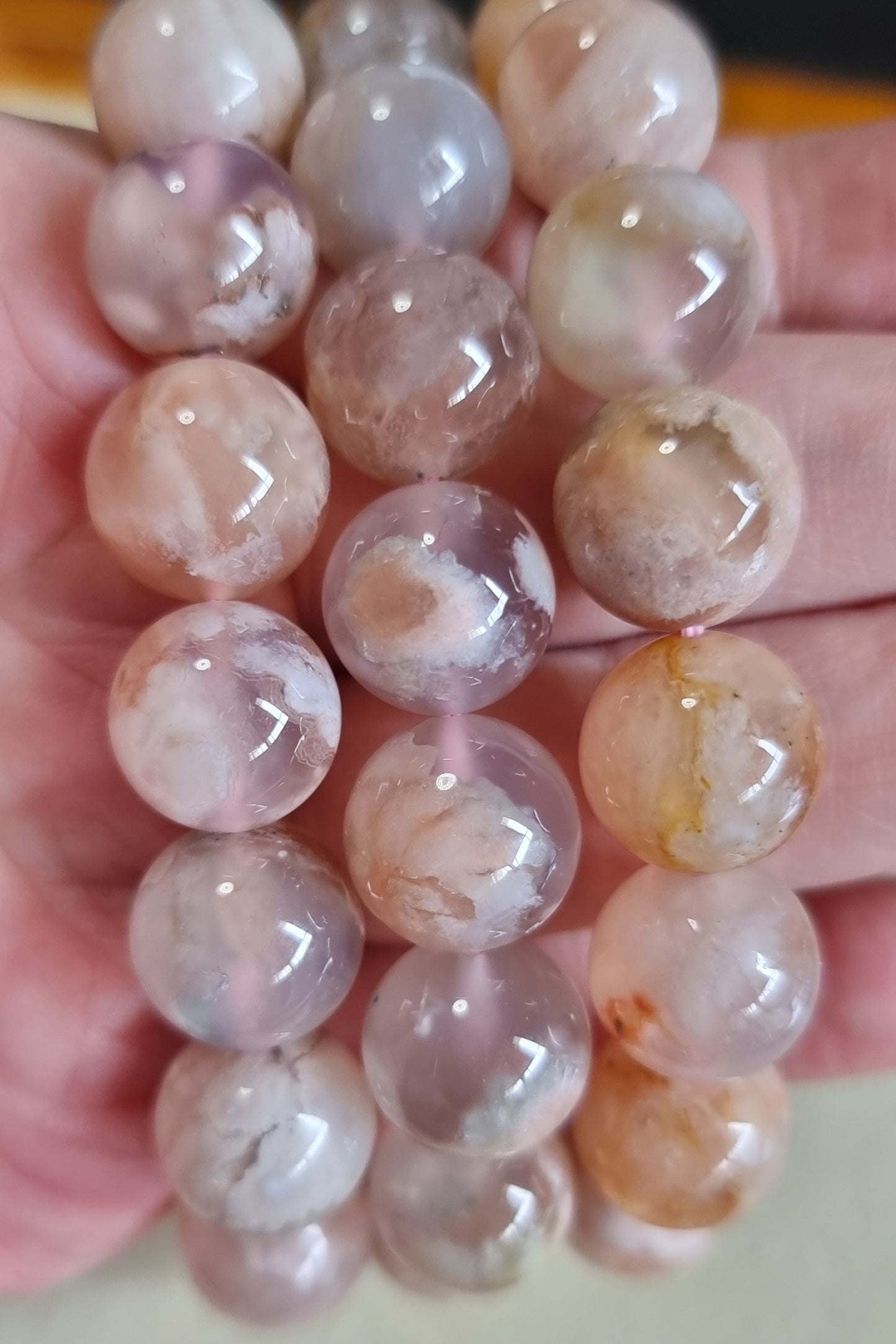 Cherry Blossom Agate Sakura Pinky Purple (High Grade) 13.5-14mm 樱花玛瑙