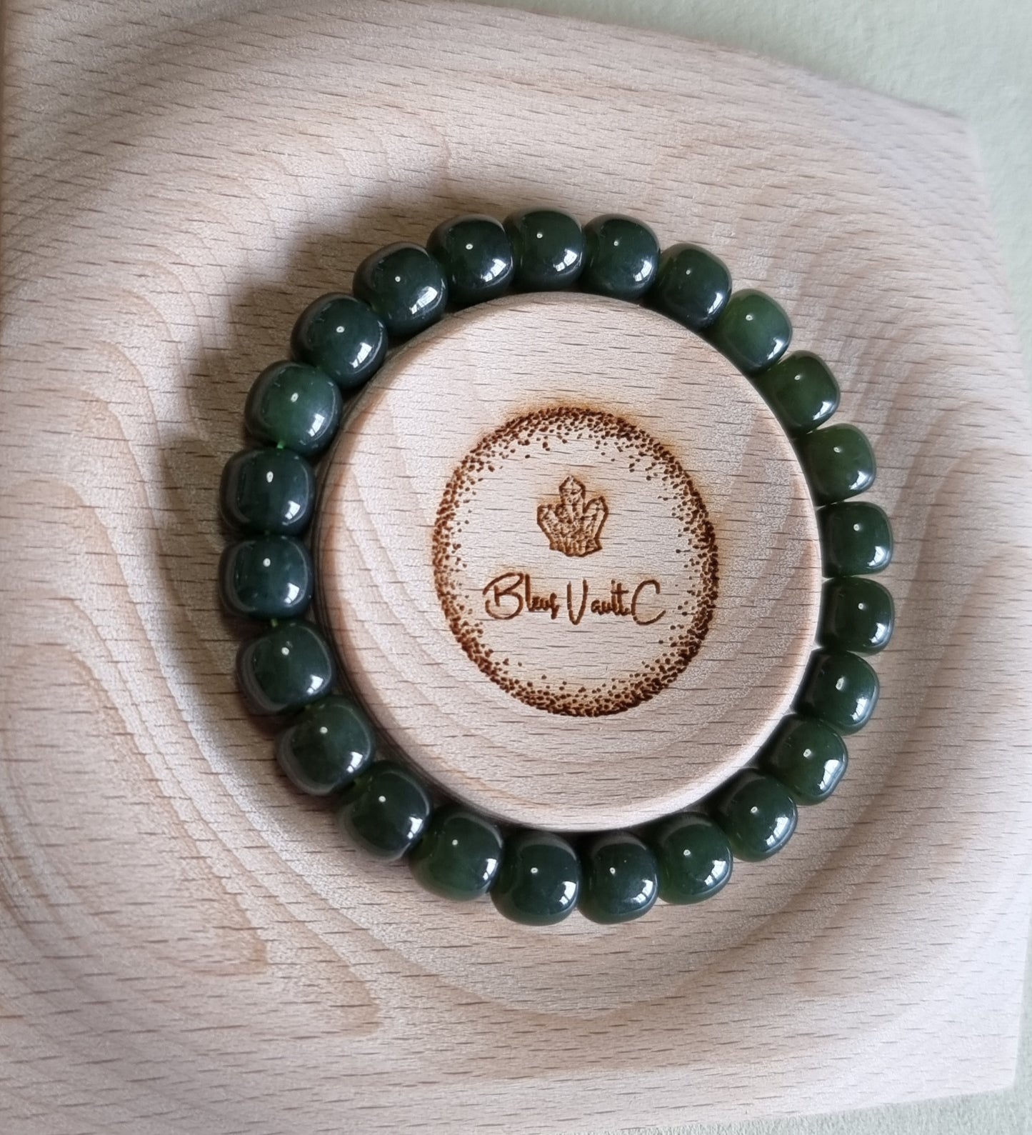 Hetian Jade Darker Green (Premium Grade) 8mm 和田玉