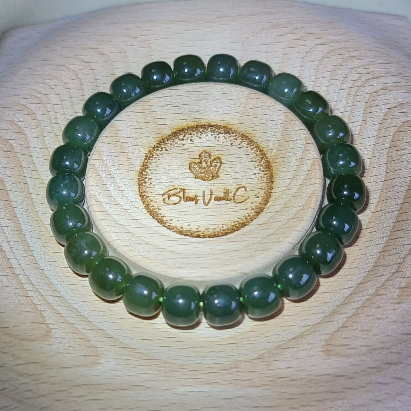 Hetian Jade Darker Green (Premium Grade) 8mm 和田玉