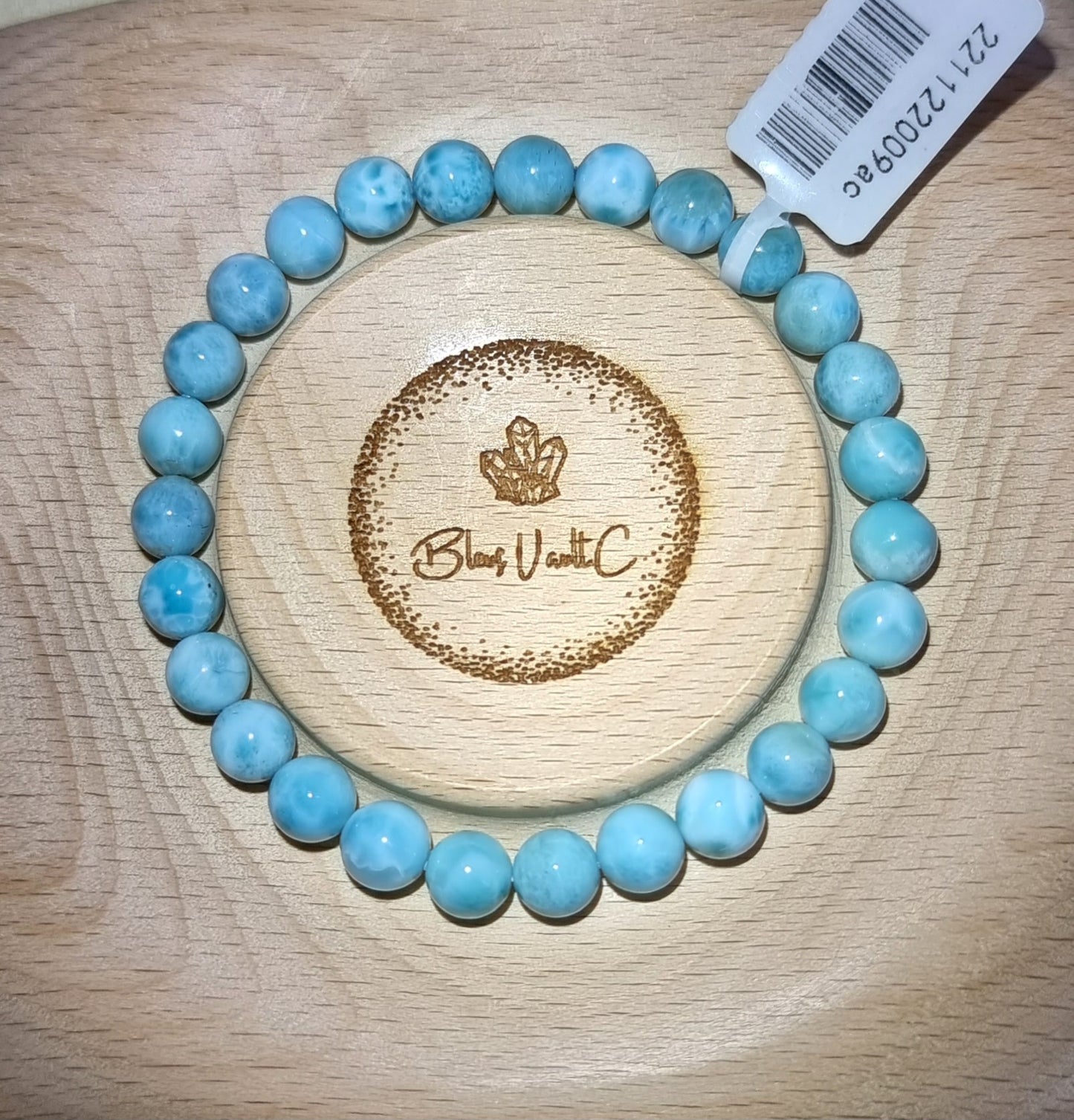 Larimar 7.6mm with Certification (High grade) 拉利瑪/海紋石