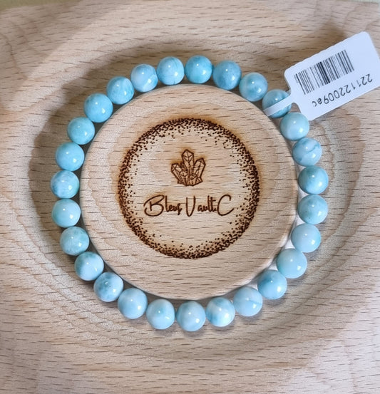 Larimar 8mm with Certification (High grade) 拉利瑪/海紋石