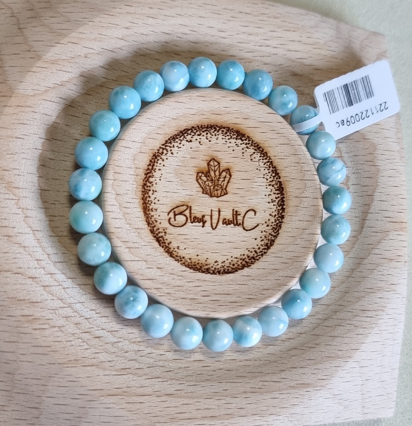 Larimar 8mm with Certification (High grade) 拉利瑪/海紋石