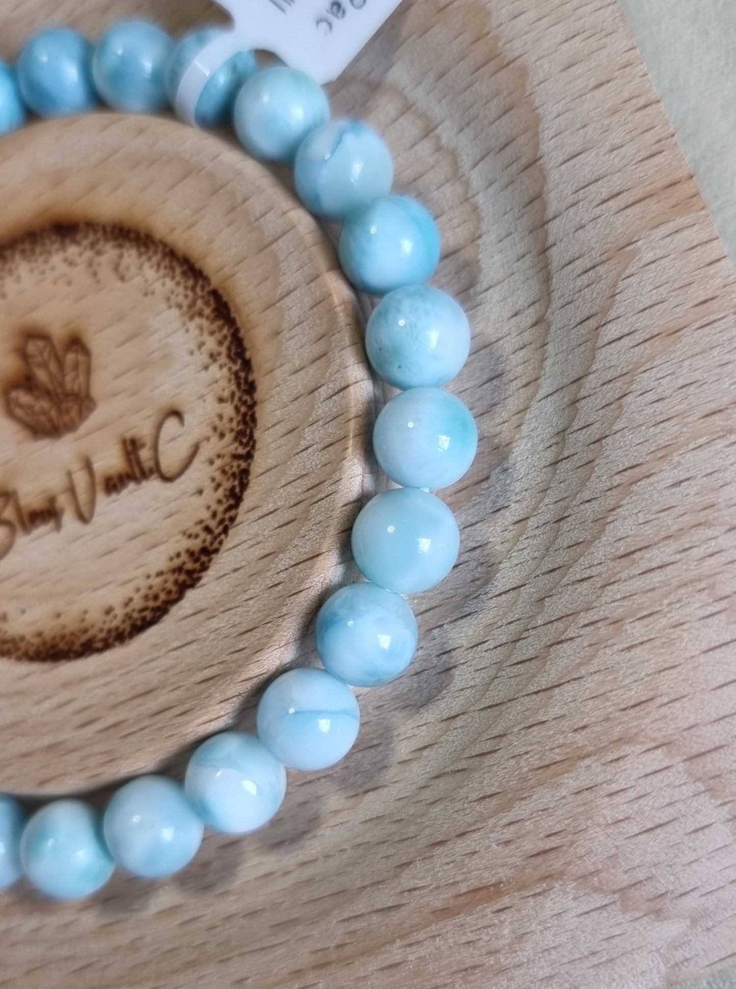 Larimar 8mm with Certification (High grade) 拉利瑪/海紋石