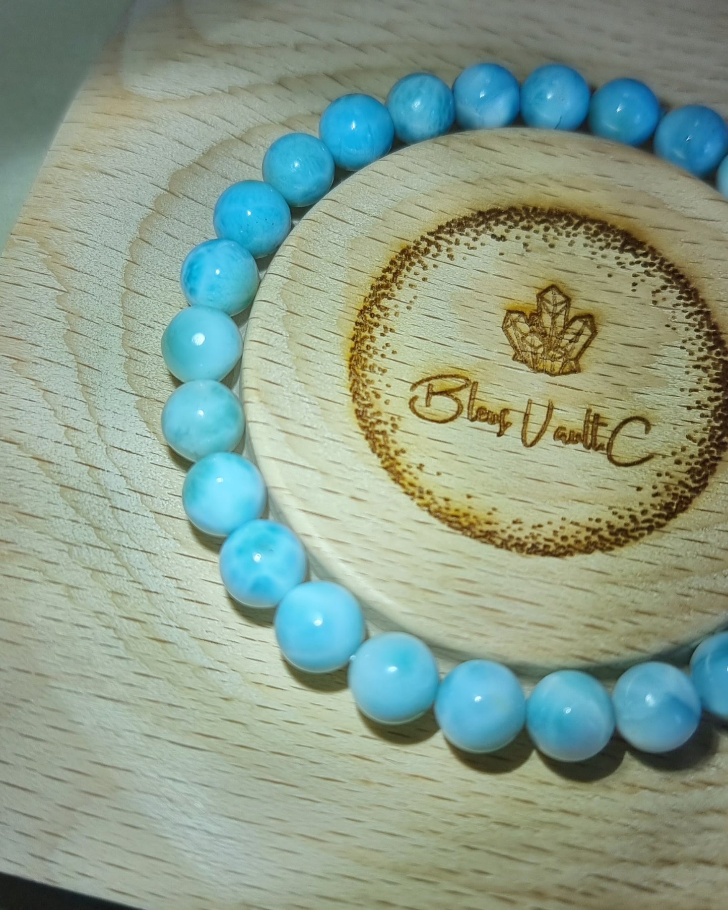 Larimar 8mm with Certification (High grade) 拉利瑪/海紋石