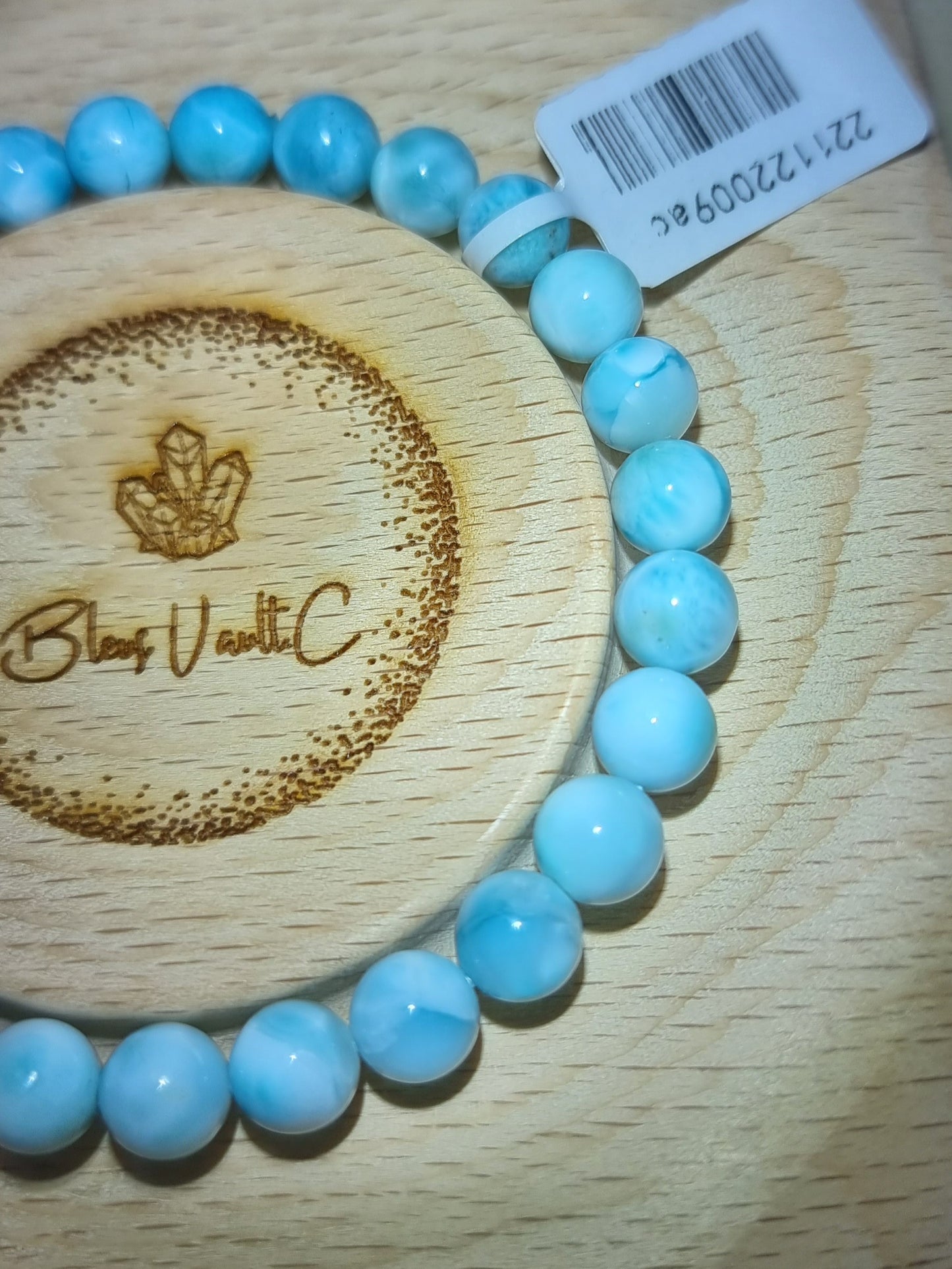 Larimar 8mm with Certification (High grade) 拉利瑪/海紋石