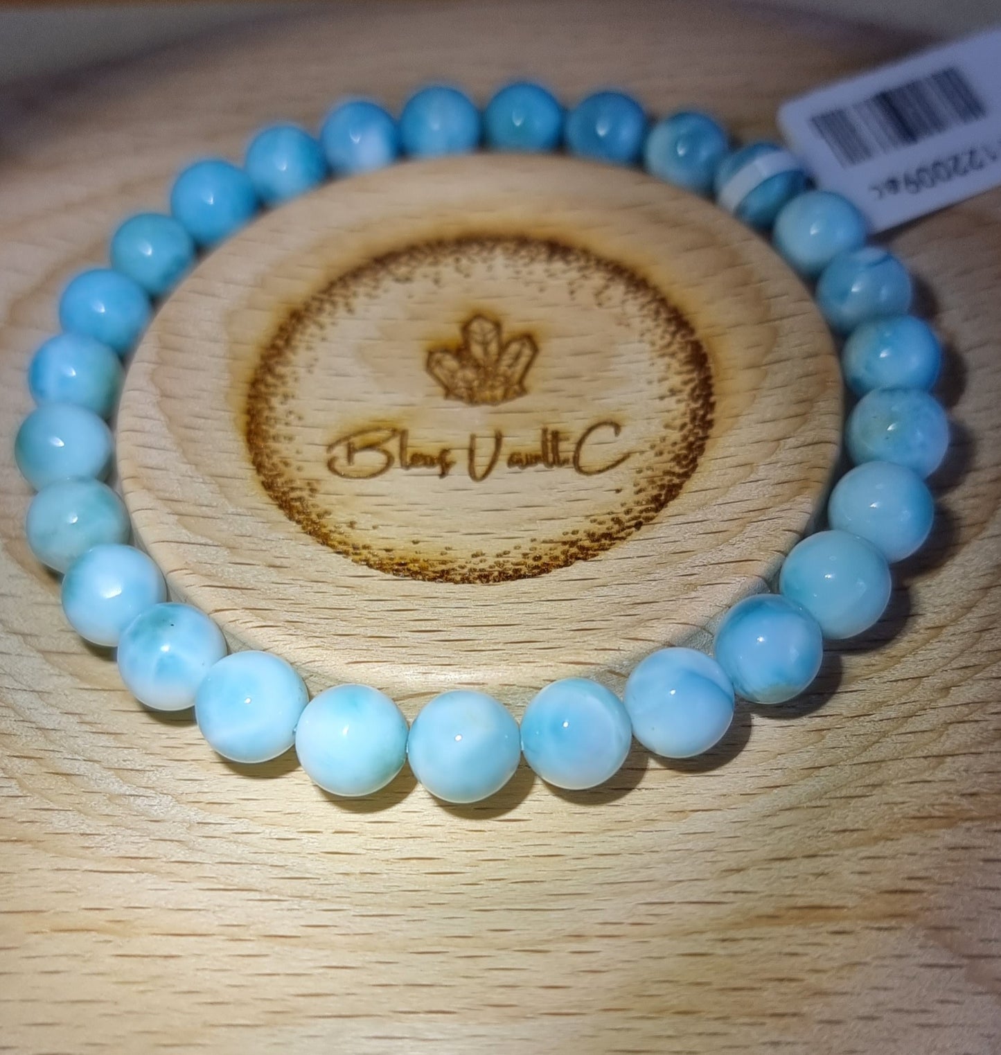 Larimar 8mm with Certification (High grade) 拉利瑪/海紋石